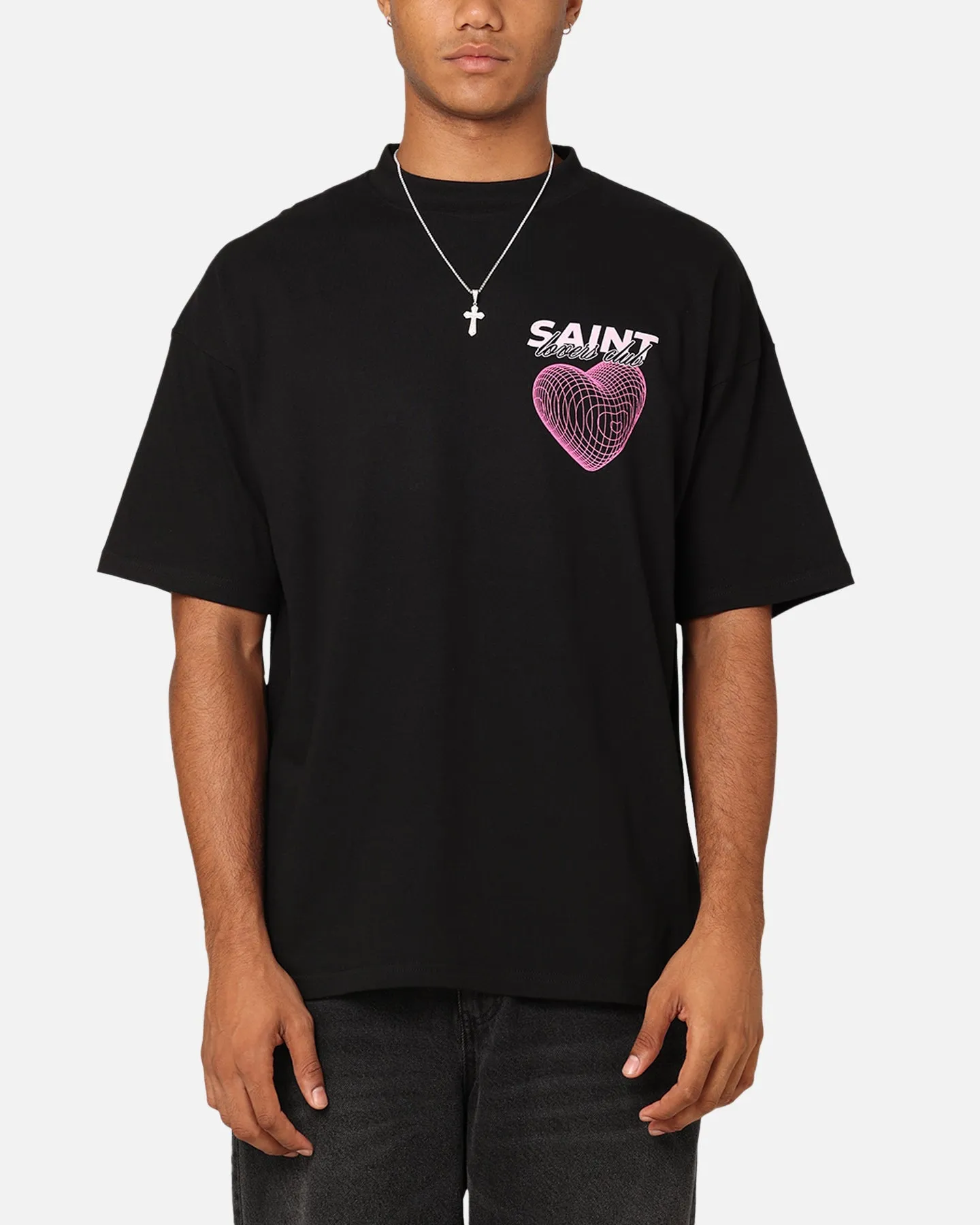 Saint Morta Lovers Club T-Shirt Black Elegant and Relaxed