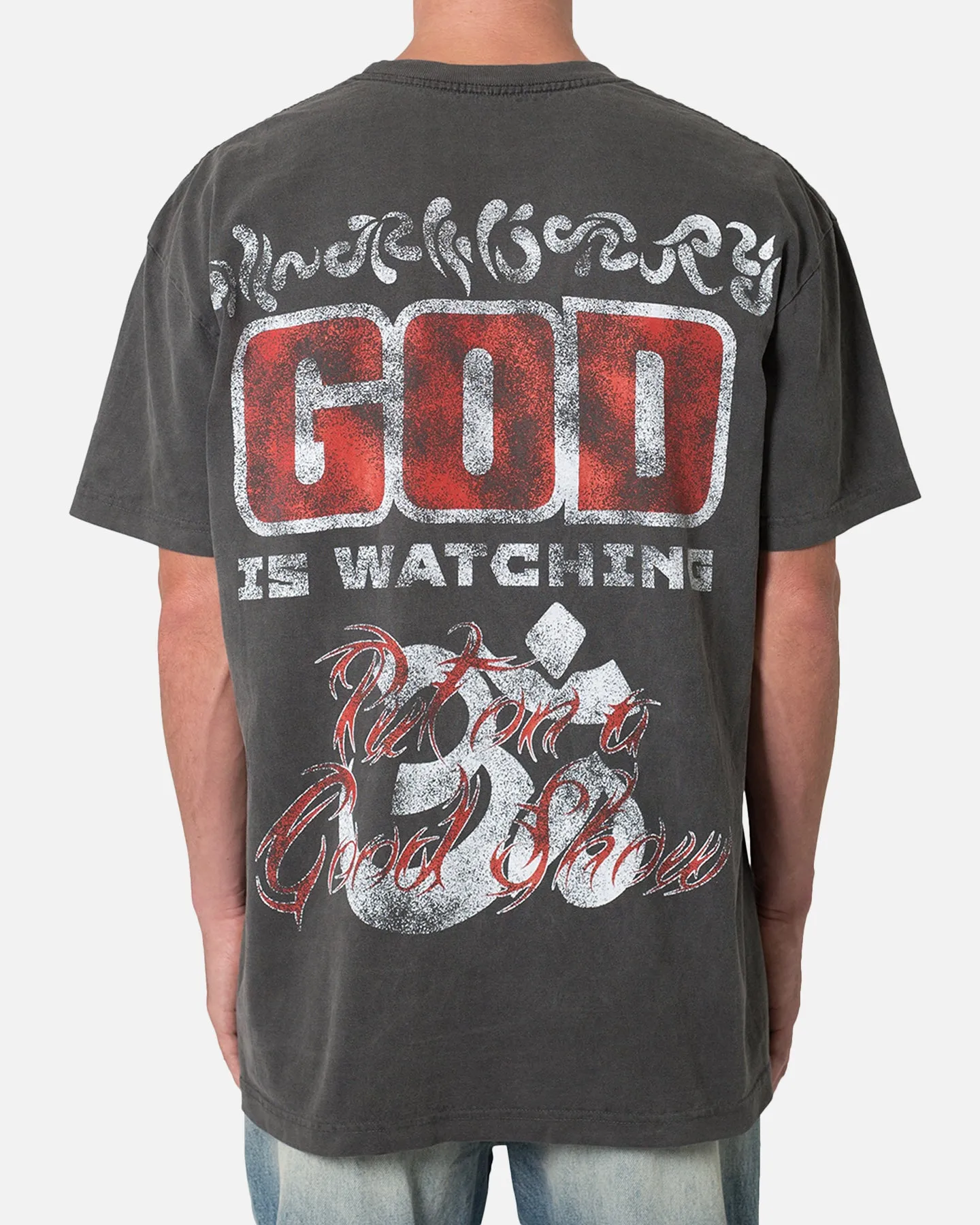 MNML Hell Bent T-Shirt Washed Black Boat neck style