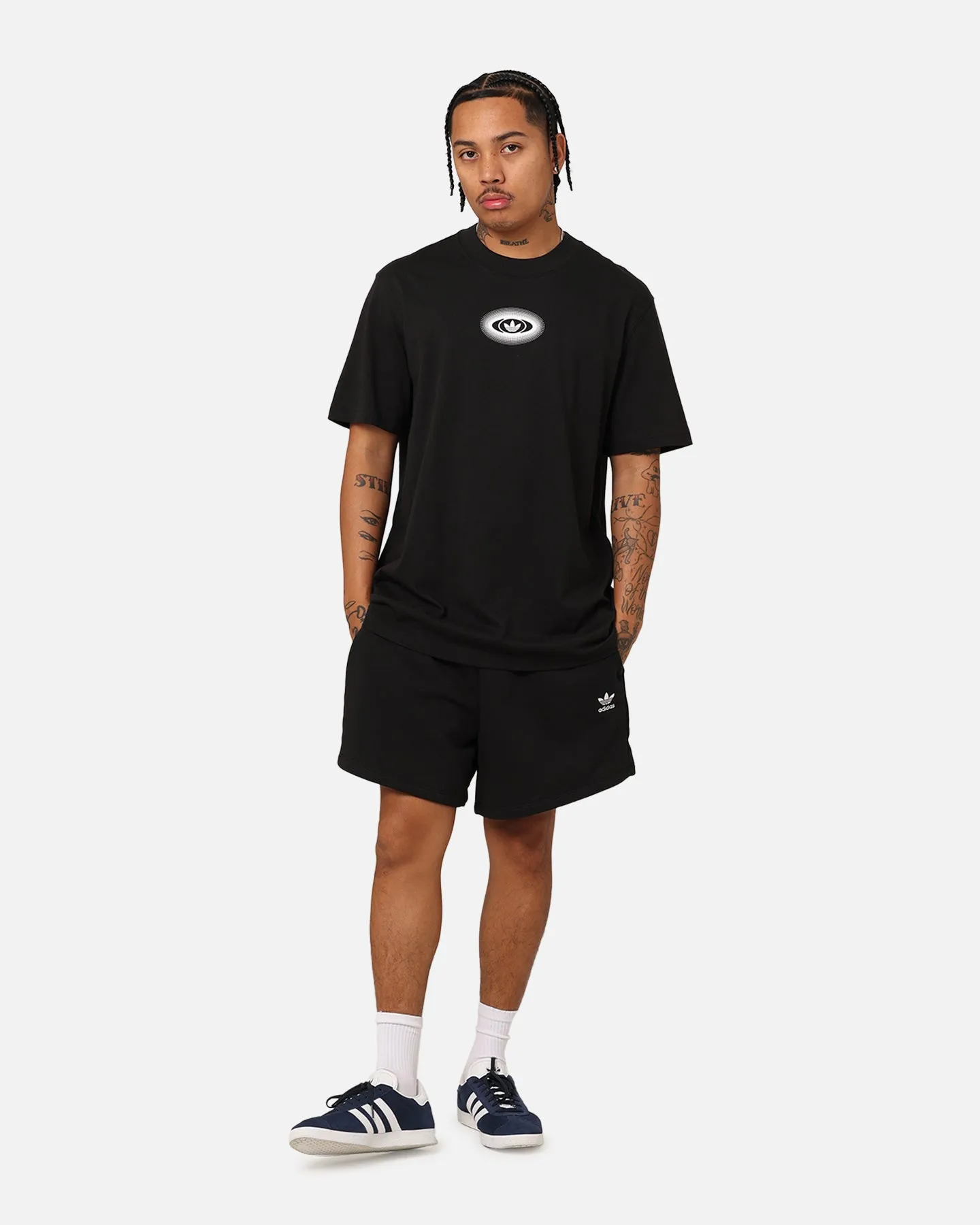 Button Down Bold Design Adidas Rekive Graphic T-Shirt Black
