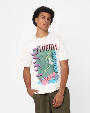 National Collegiate Athletic Association Florida Gators Track & Field T-Shirt Vintage White Slim Fit Cut long sleeved