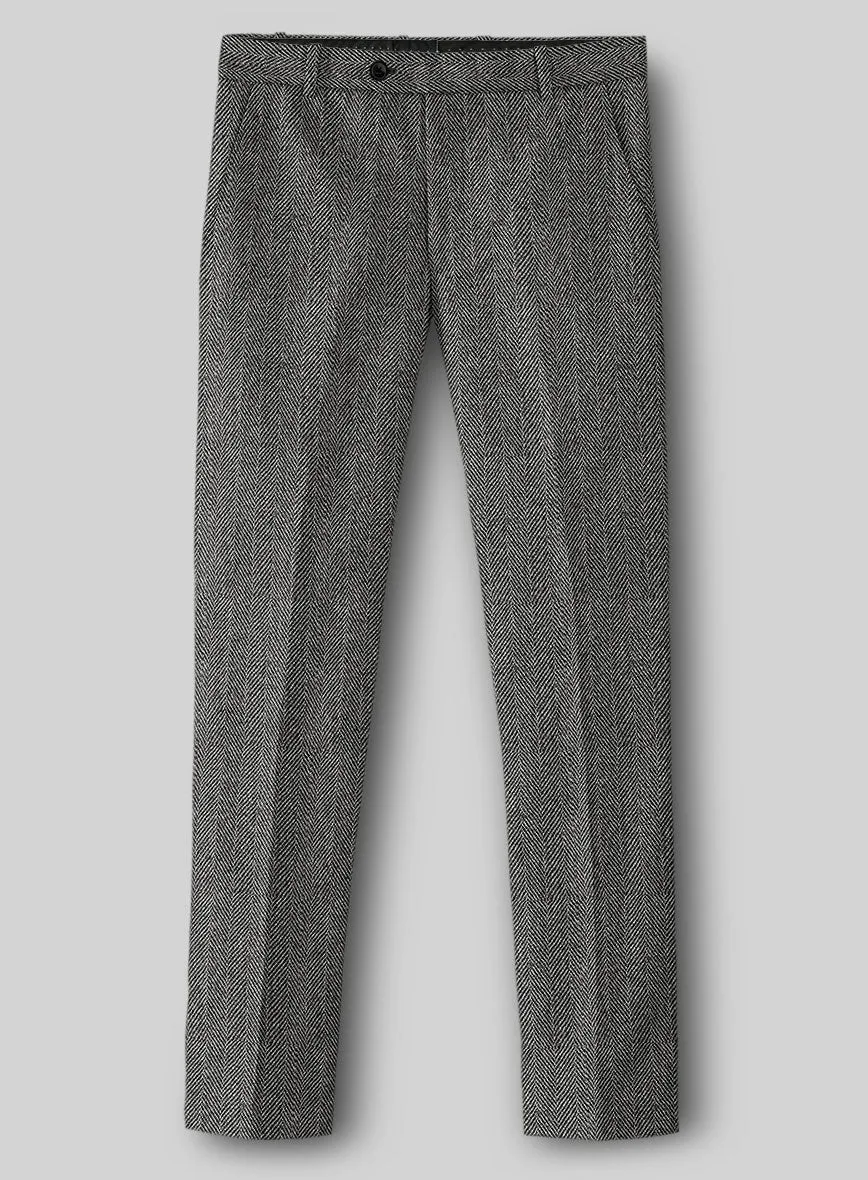 Highlander Gray Herringbone Tweed Pants Sophisticated Fit Work Wearable