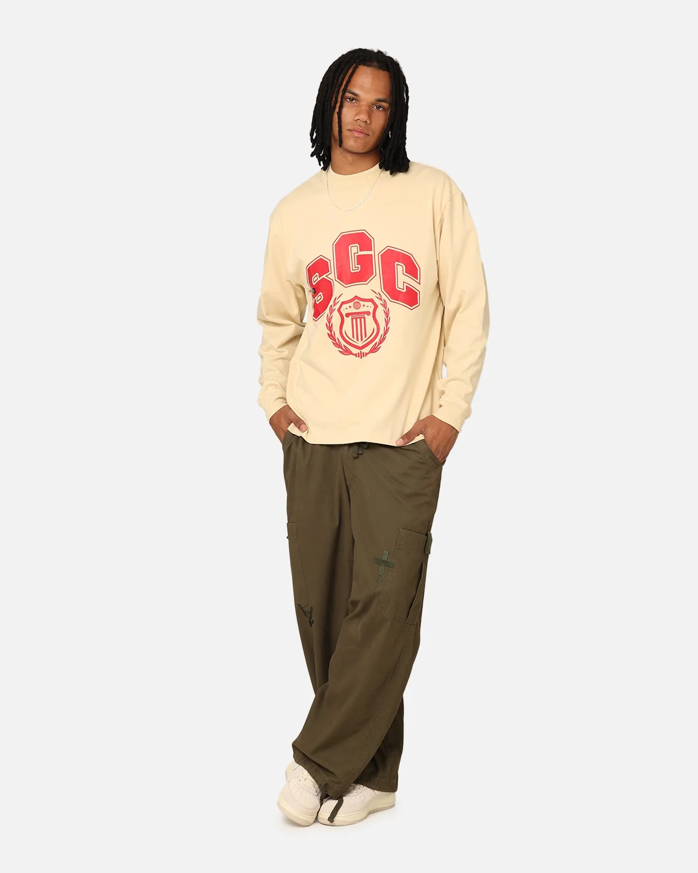 Sheer Glow Stretch Fabric Students Golf Addington Long Sleeve Mock Neck T-Shirt Sand