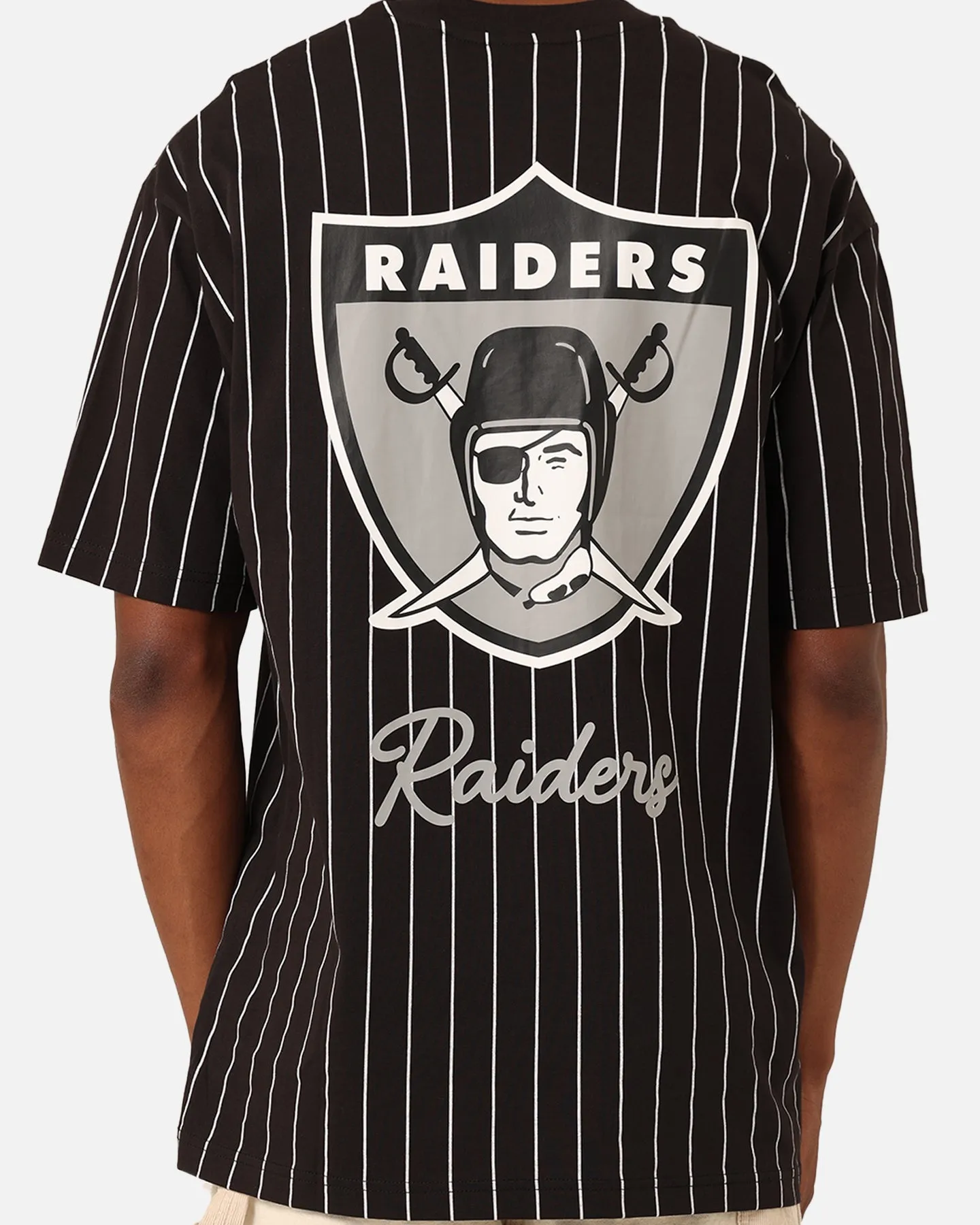 New Era Las Vegas Raiders Pinstripe Champions T-Shirt Black Soft Design Printed Logo