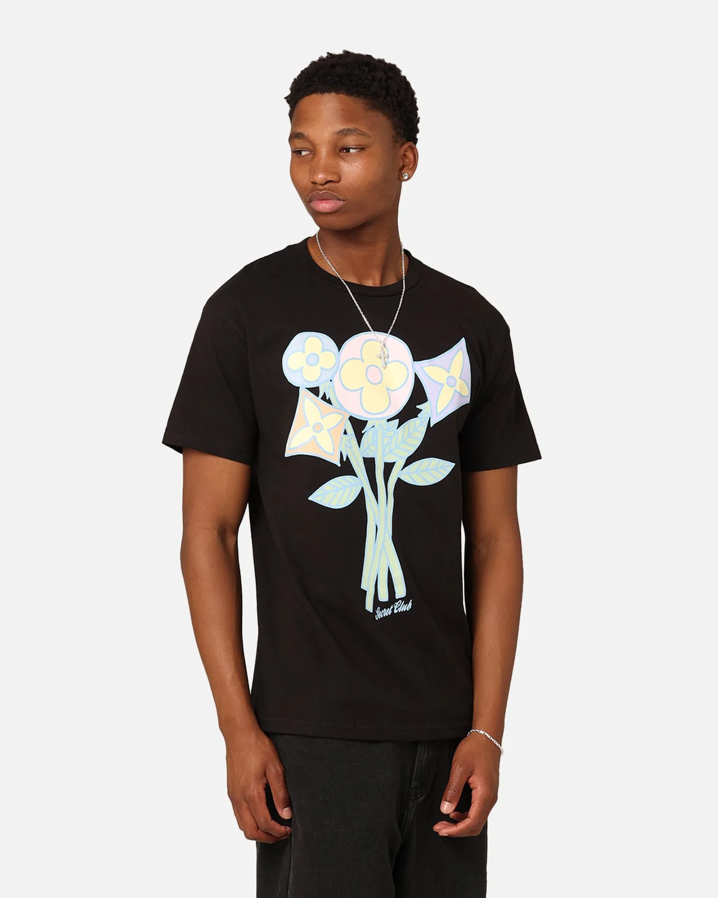 Secret Club SC Flower T-Shirt Black Cozy Style