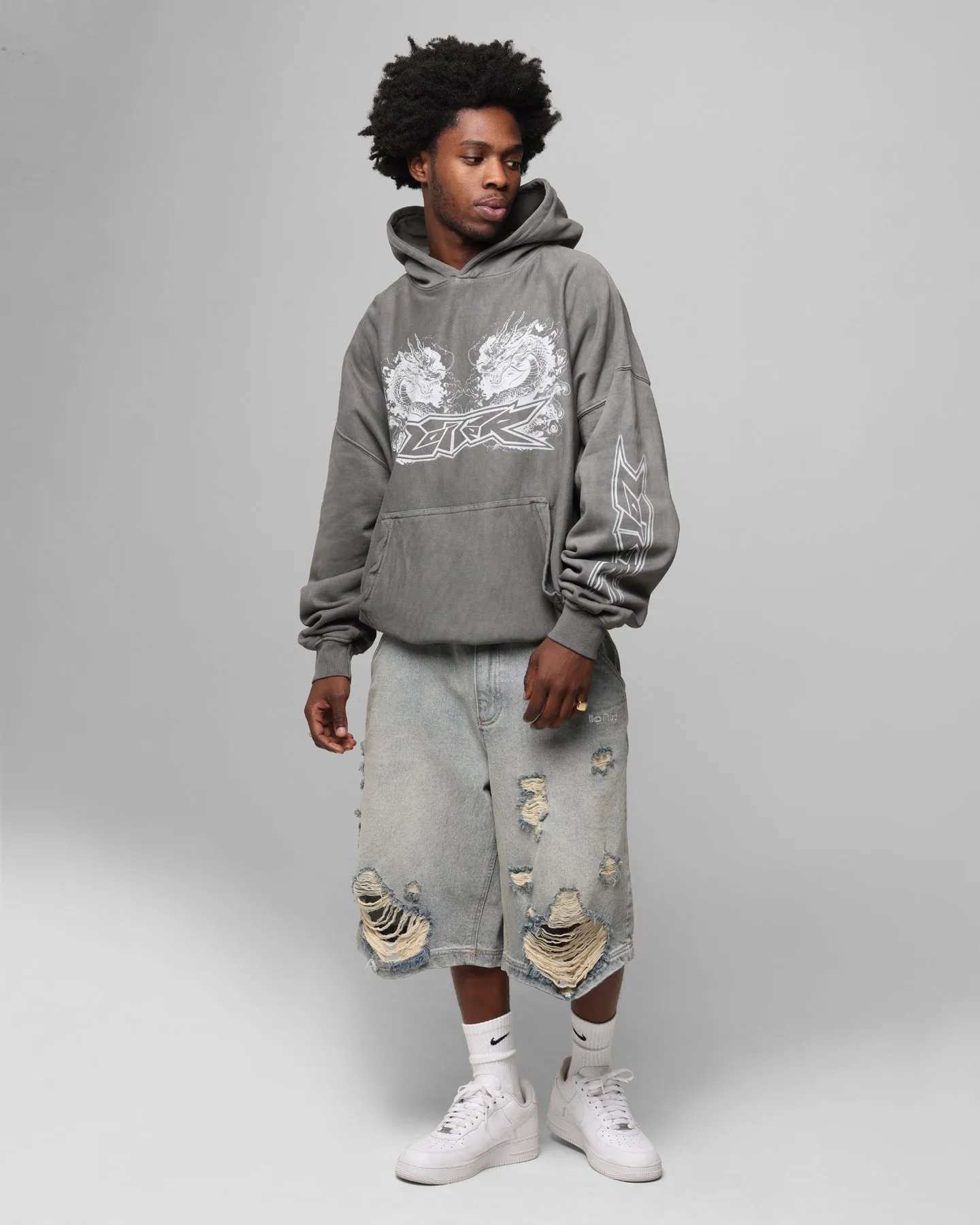 Loiter Draco Born Hoodie Washed Charcoal Antelope like Ant like