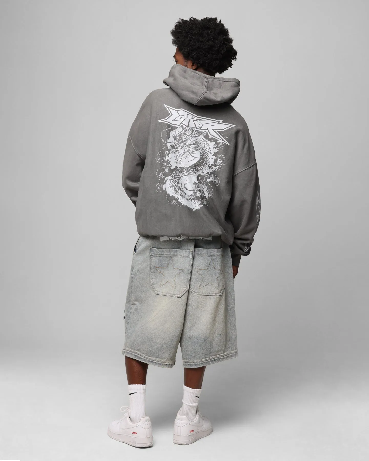 Street Night Loiter Draco Born Hoodie Washed Charcoal