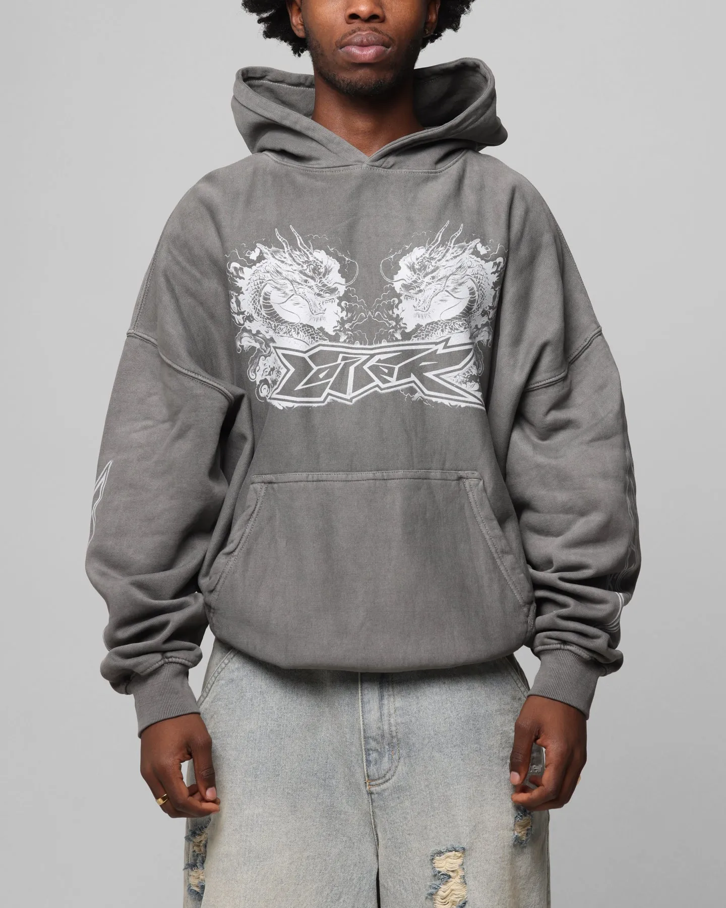 Loiter Draco Born Hoodie Washed Charcoal train journey Sun wear