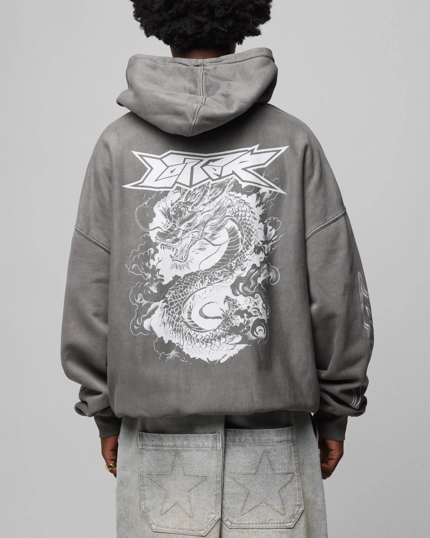 Street Spirit Streetwear Fan Loiter Draco Born Hoodie Washed Charcoal