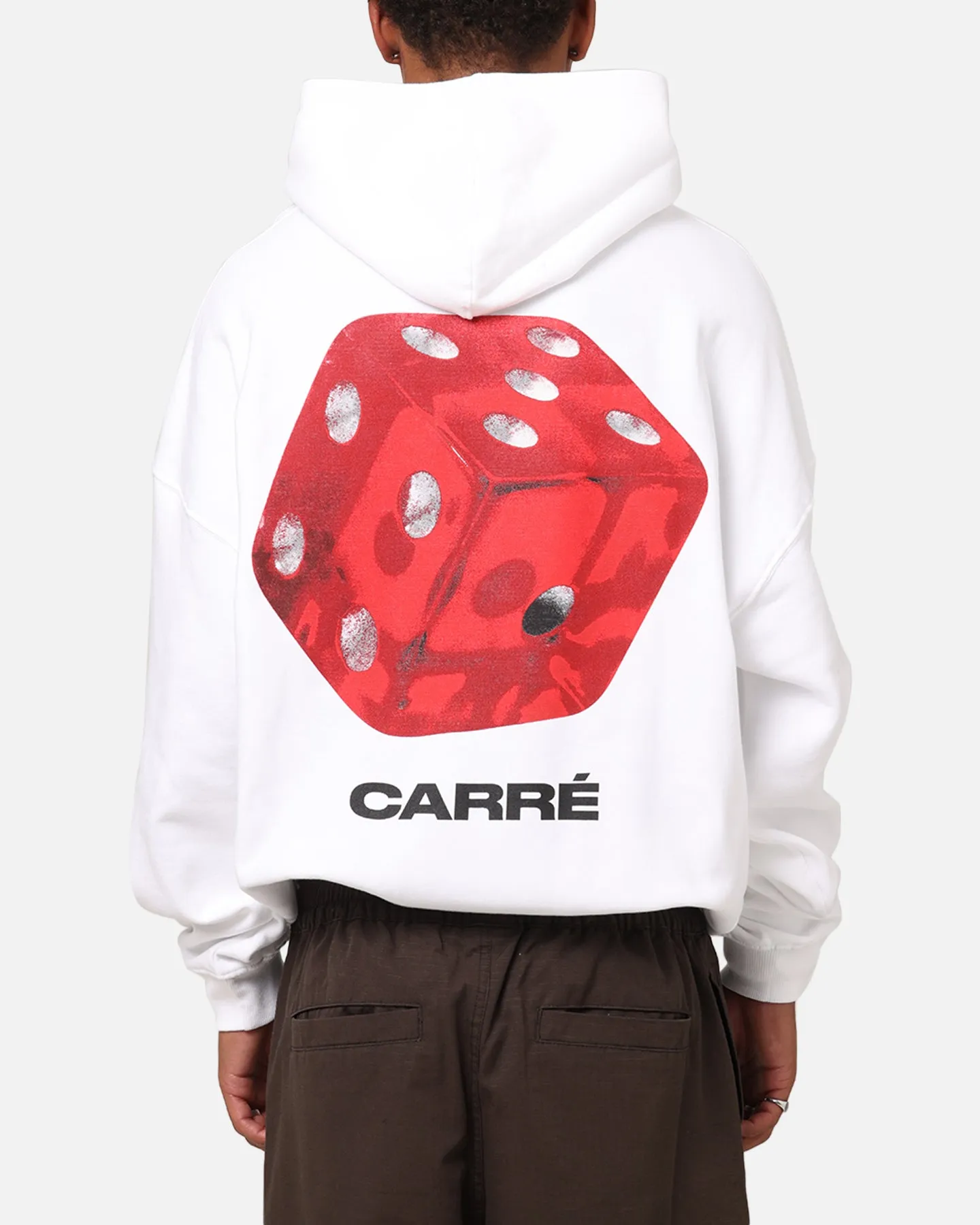 Carre Die Hoodie White Travel Friendly Drawstring Hood