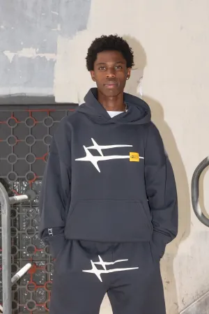 Loiter Hybrid Premium Hoodie Charcoal Lounge Wear Distressed Detailing