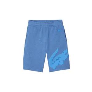KIDS Lacoste Oversized Crocodile Print Flecked Organic Cotton Shorts (Blue Chine) HypoallergenicTextile Metro Mode