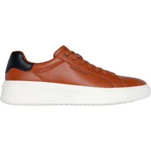 Skechers Mens Court Break Suit Sneaker Cognac Comfort Midsole