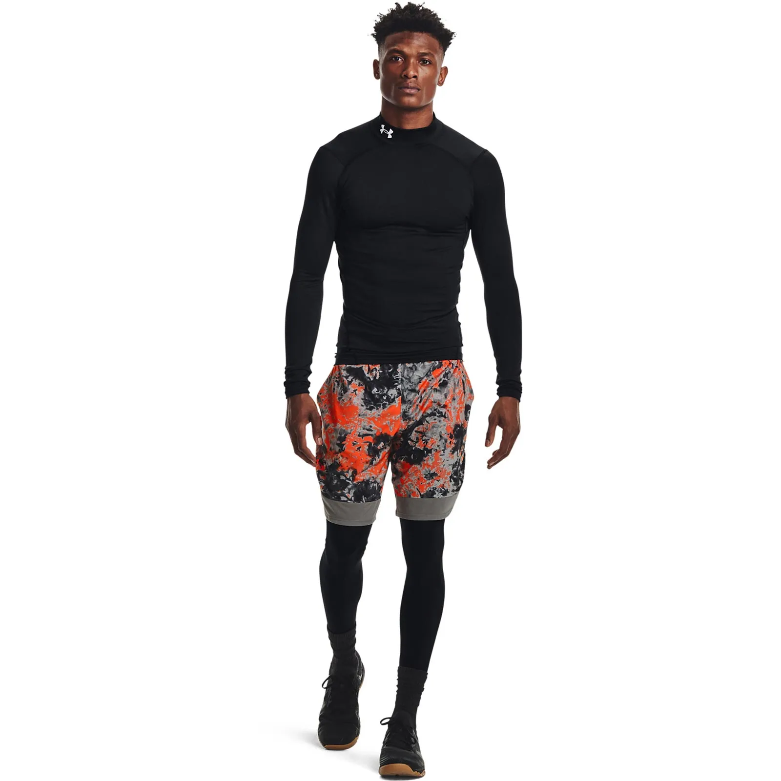 UA Mens CG Armour Comp Mock Black FrictionResistantFabric OdorControlClothing
