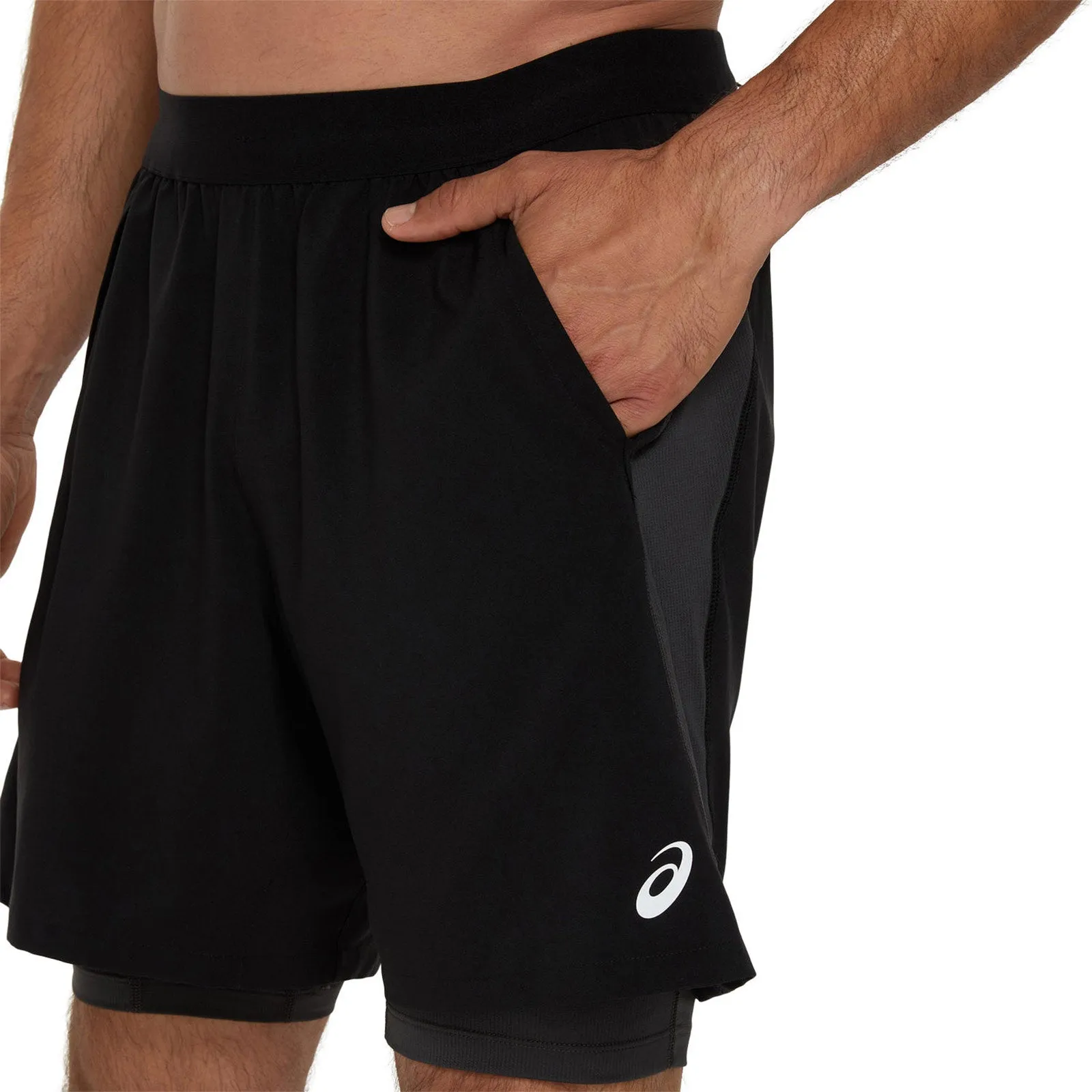 Asics Road Mens 7" 2N1 Shorts Playful Prints Rubberized Waistband