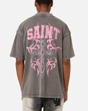 Minimalist Comfort Saint Morta Wraith Crucifix T-Shirt Washed Charcoal