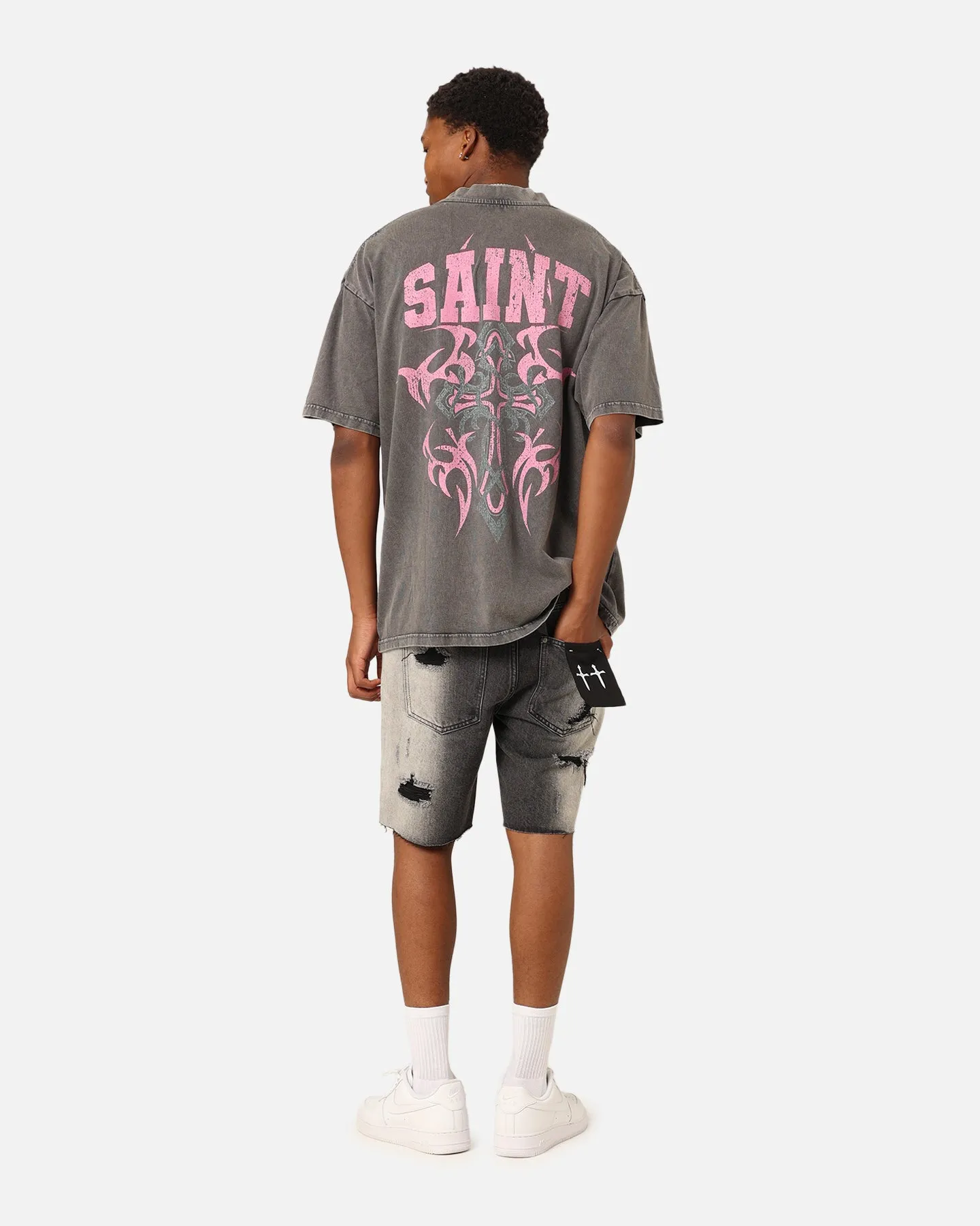 Summer Comfort Saint Morta Wraith Crucifix T-Shirt Washed Charcoal