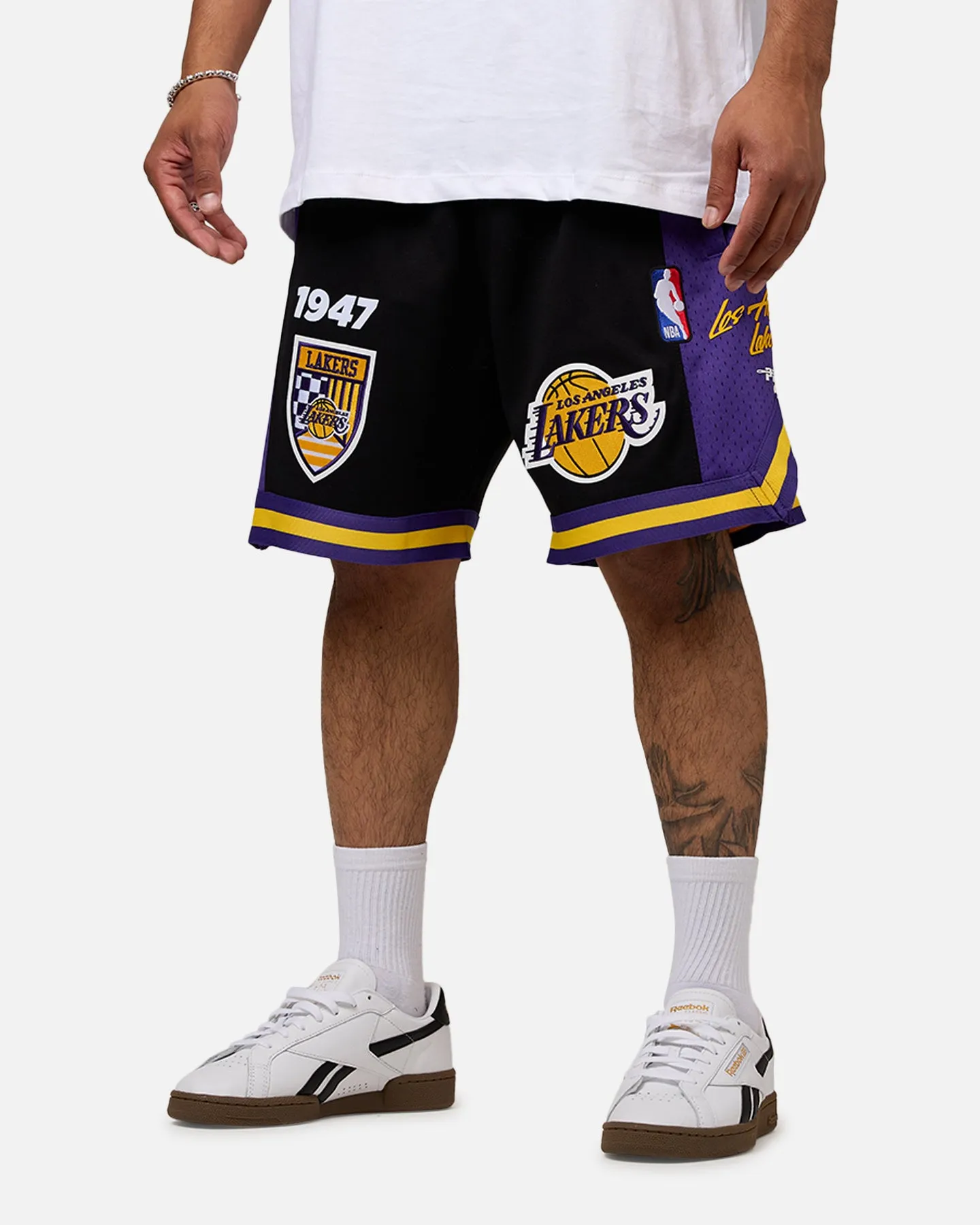 neon colors fitness industry Pro Standard Los Angeles Lakers Fast Lane 2.0 Shorts Black/Yellow