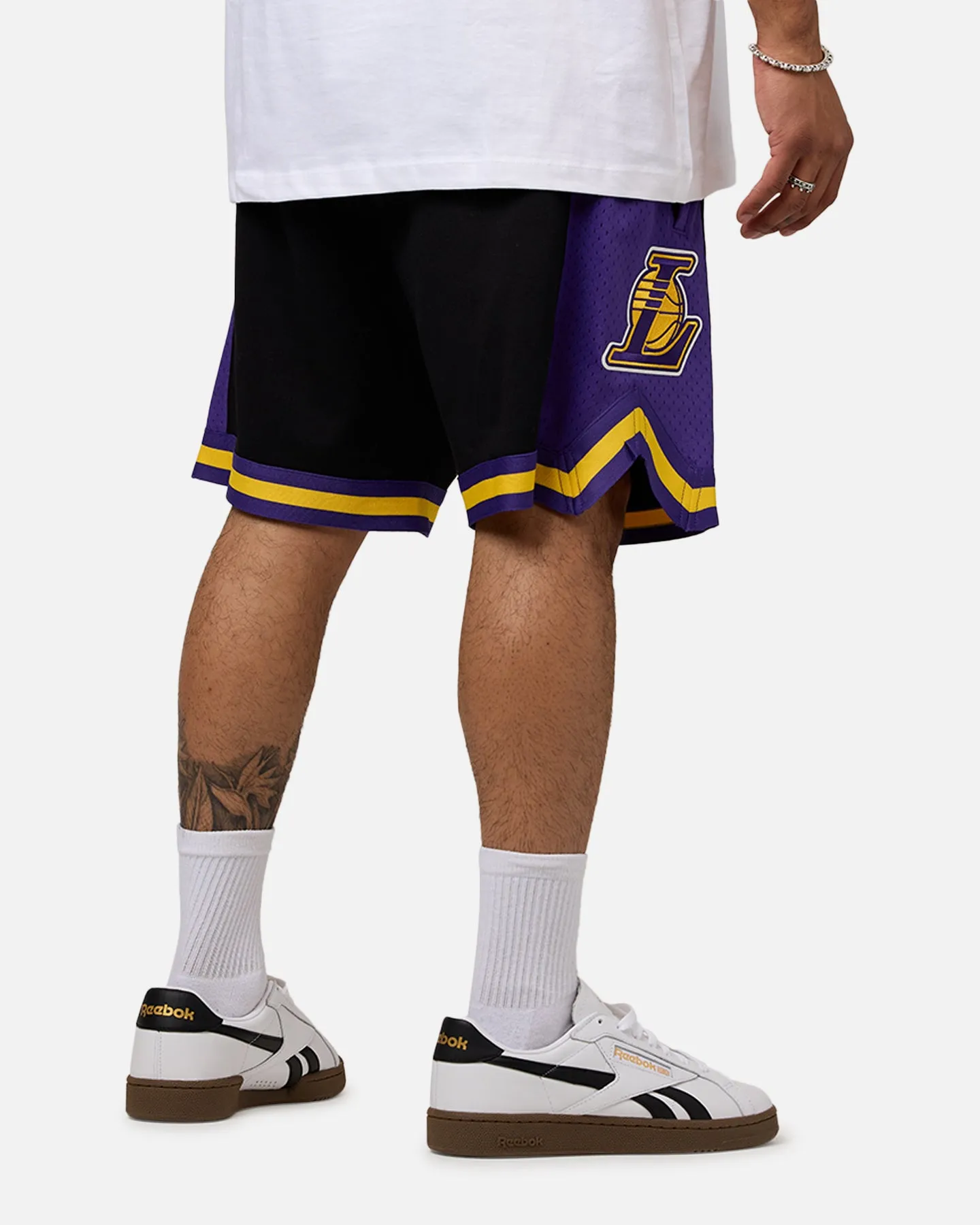 Pro Standard Los Angeles Lakers Fast Lane 2.0 Shorts Black/Yellow Elastic Waistband Design