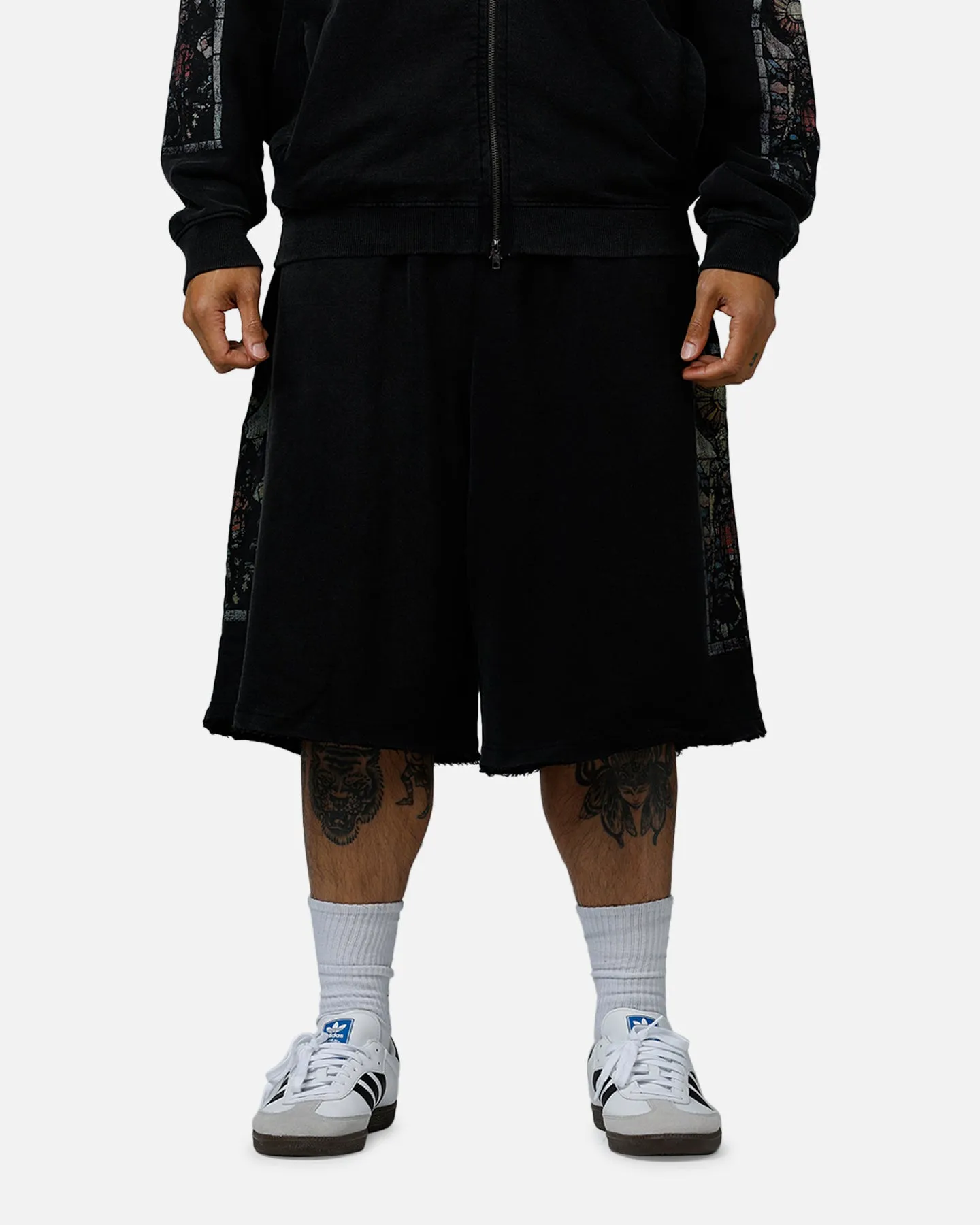 Tear Resistant Panels Tactile Feedback Loops Saint Morta Kingdomcome Baggy Sweat Shorts Vintage Black