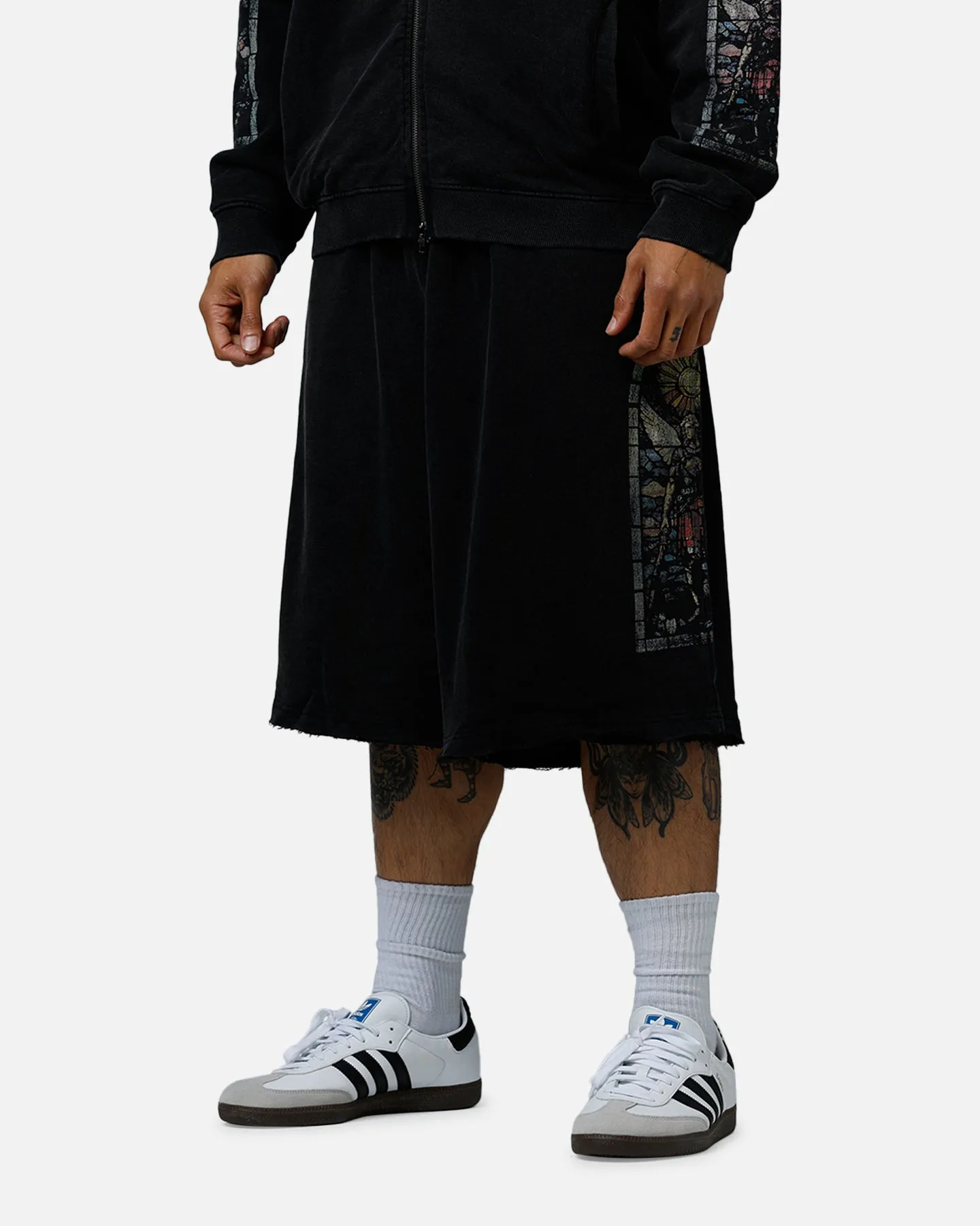 Saint Morta Kingdomcome Baggy Sweat Shorts Vintage Black soft fit Unique Pattern