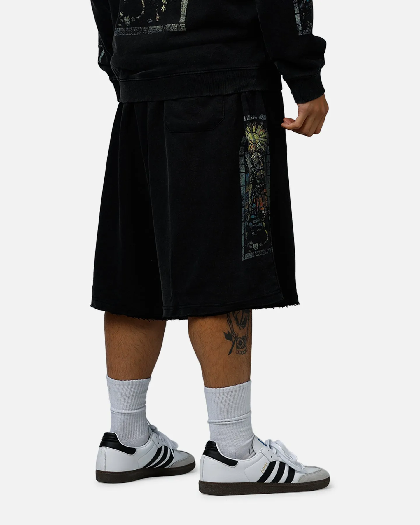 Easy Movement Comfy Waistband Saint Morta Kingdomcome Baggy Sweat Shorts Vintage Black