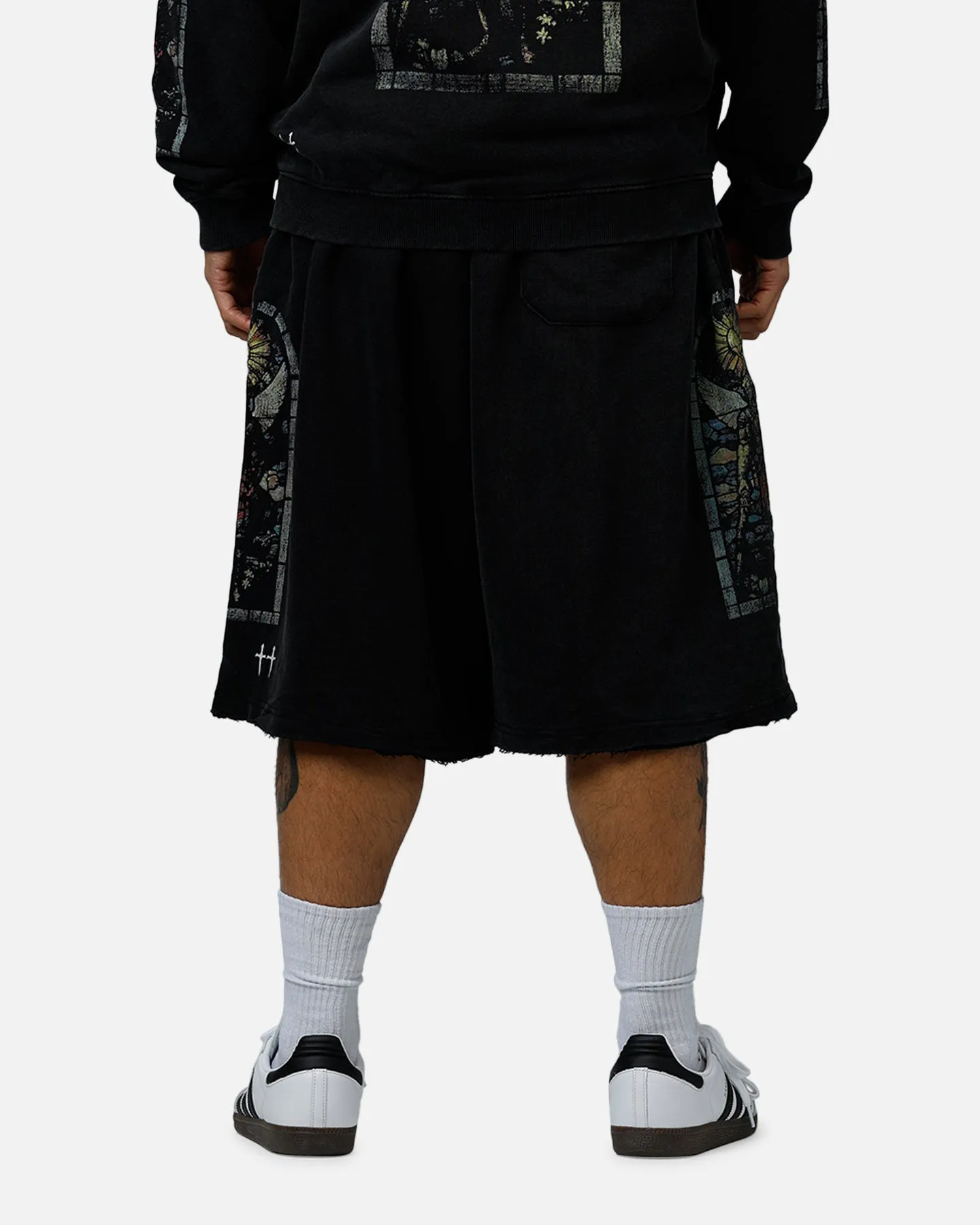 Saint Morta Kingdomcome Baggy Sweat Shorts Vintage Black Tagless Labeling