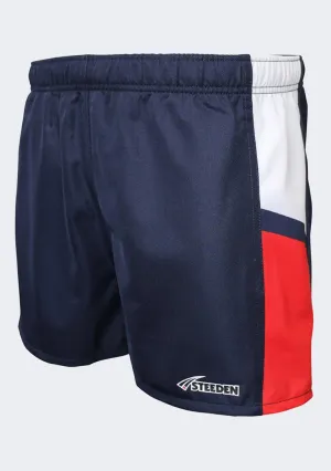 Steeden Men??s Rugby League Shorts Dark Blue/White/Red Balanced Fit