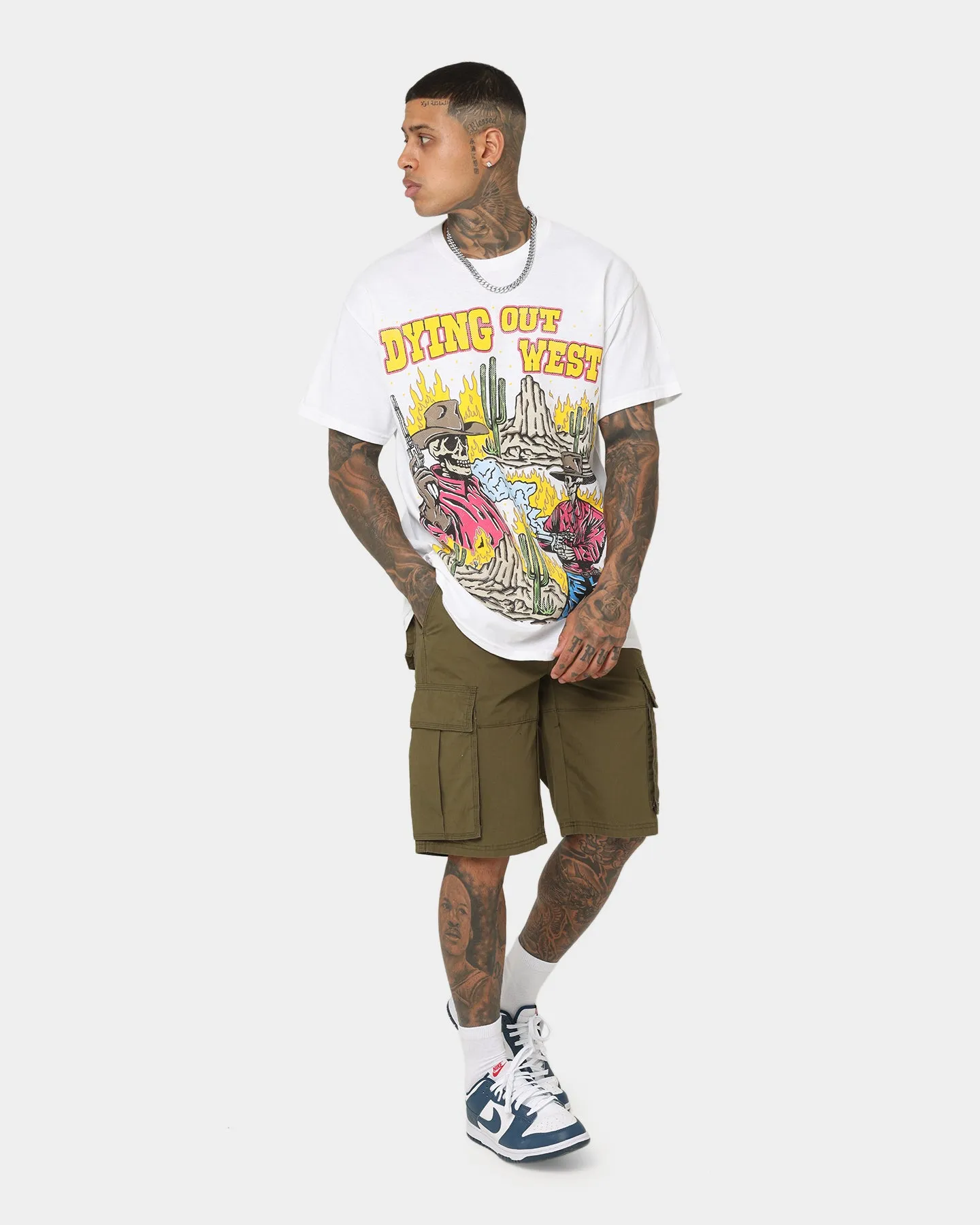 Casual All-Day Goat Crew Dying Out West Vintage T-Shirt White