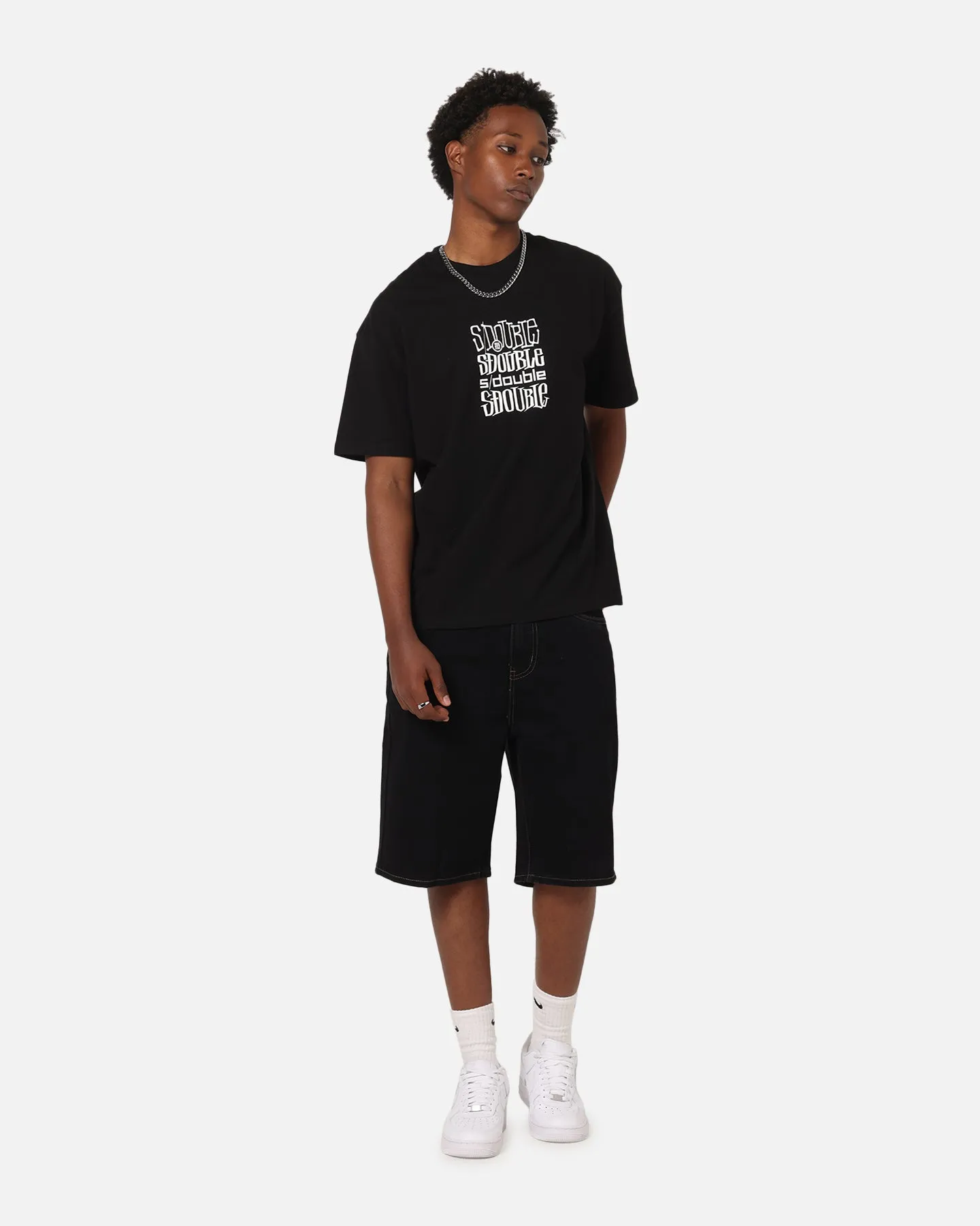 S Double Denim Standard Shorts Black Rinse Street Mood EcoFriendlyMaterials