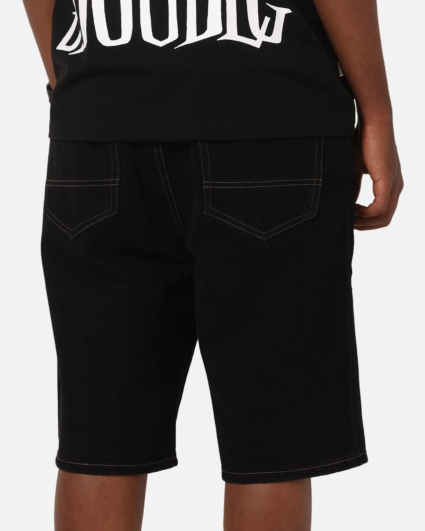 S Double Denim Standard Shorts Black Rinse Functional Stretch camping clothing