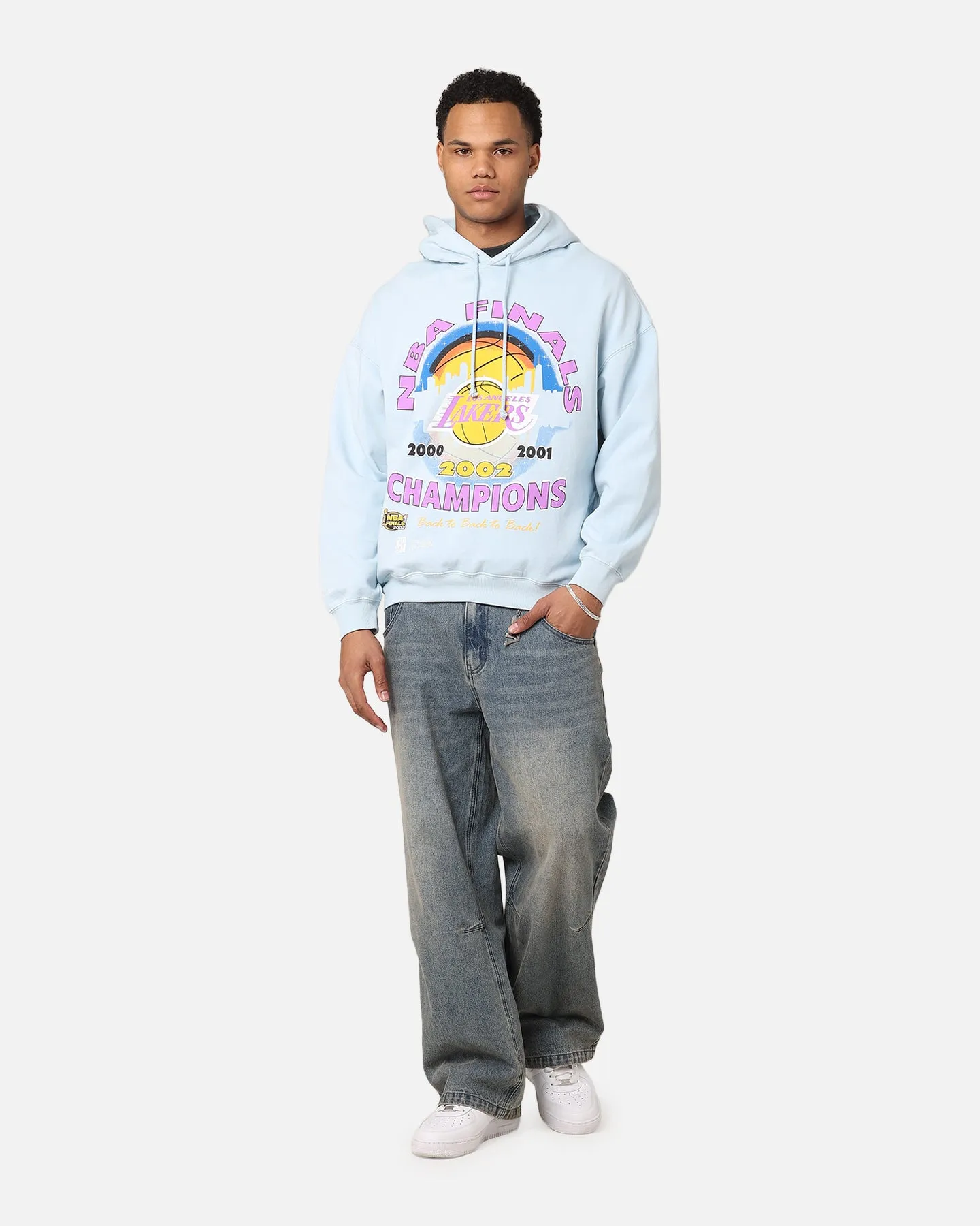 Mitchell & Ness Los Angeles Lakers Finals Champion Hoodie Light Blue Compact Packable Low Profile Logo