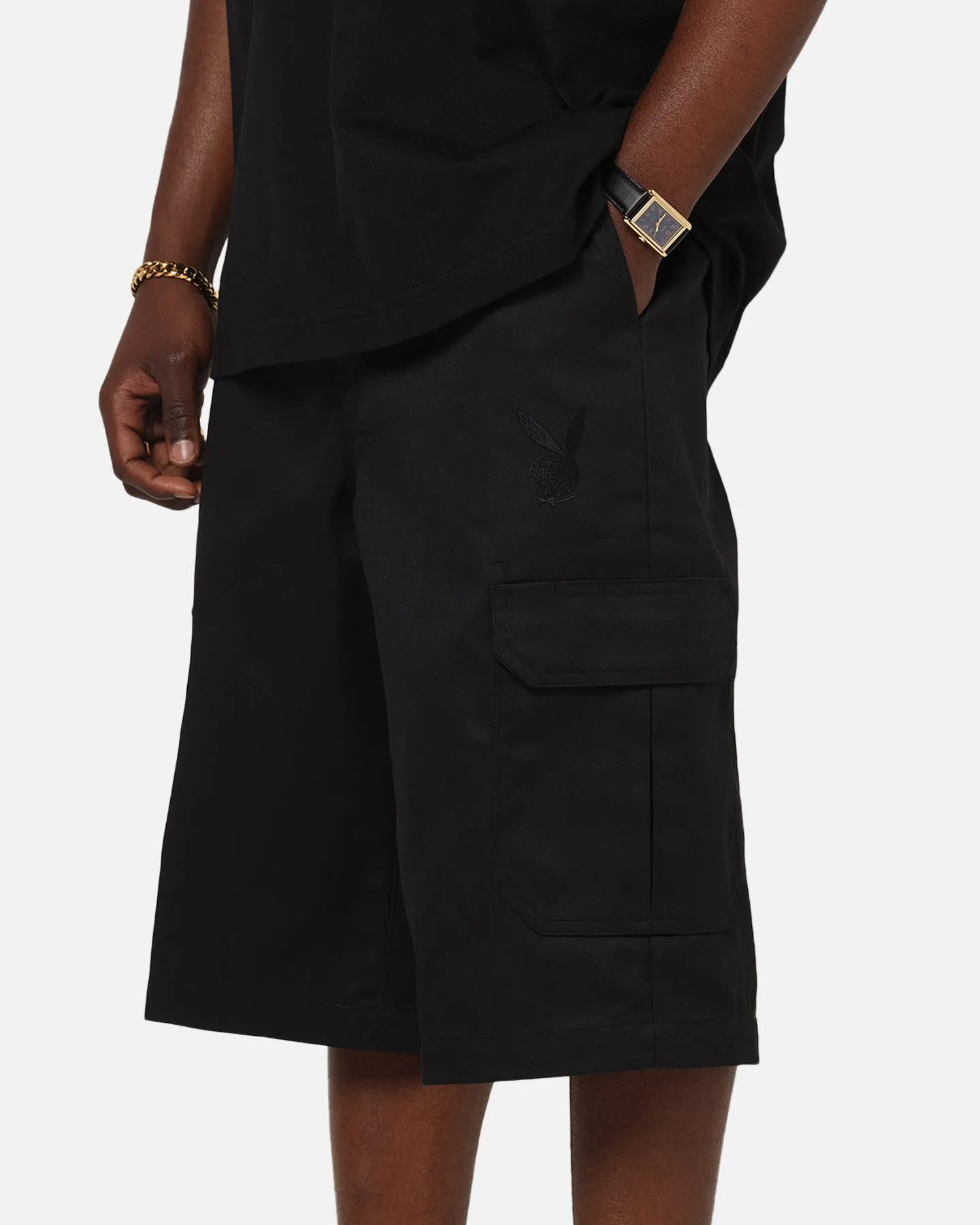 formal alternative Tapered leg Playboy Bunny Shorts Black