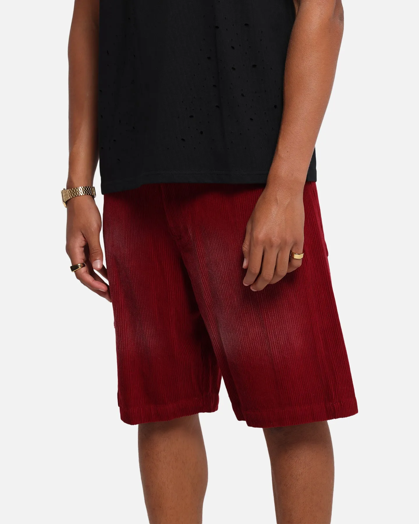 Casual Outfit Static Free Finish XXIII Corduroy Wash Jorts Burgundy