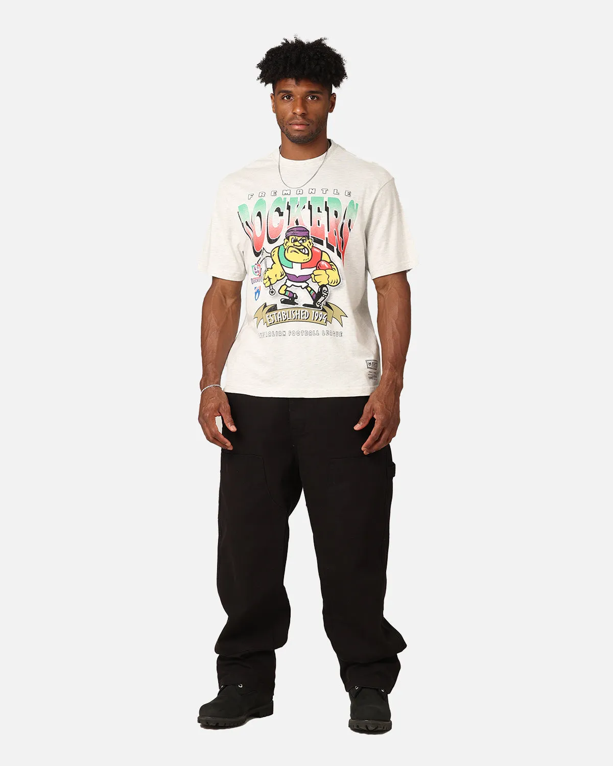 Mitchell & Ness Fremantle Dockers Character T-Shirt Silver Marle loose but not baggy Premium Material