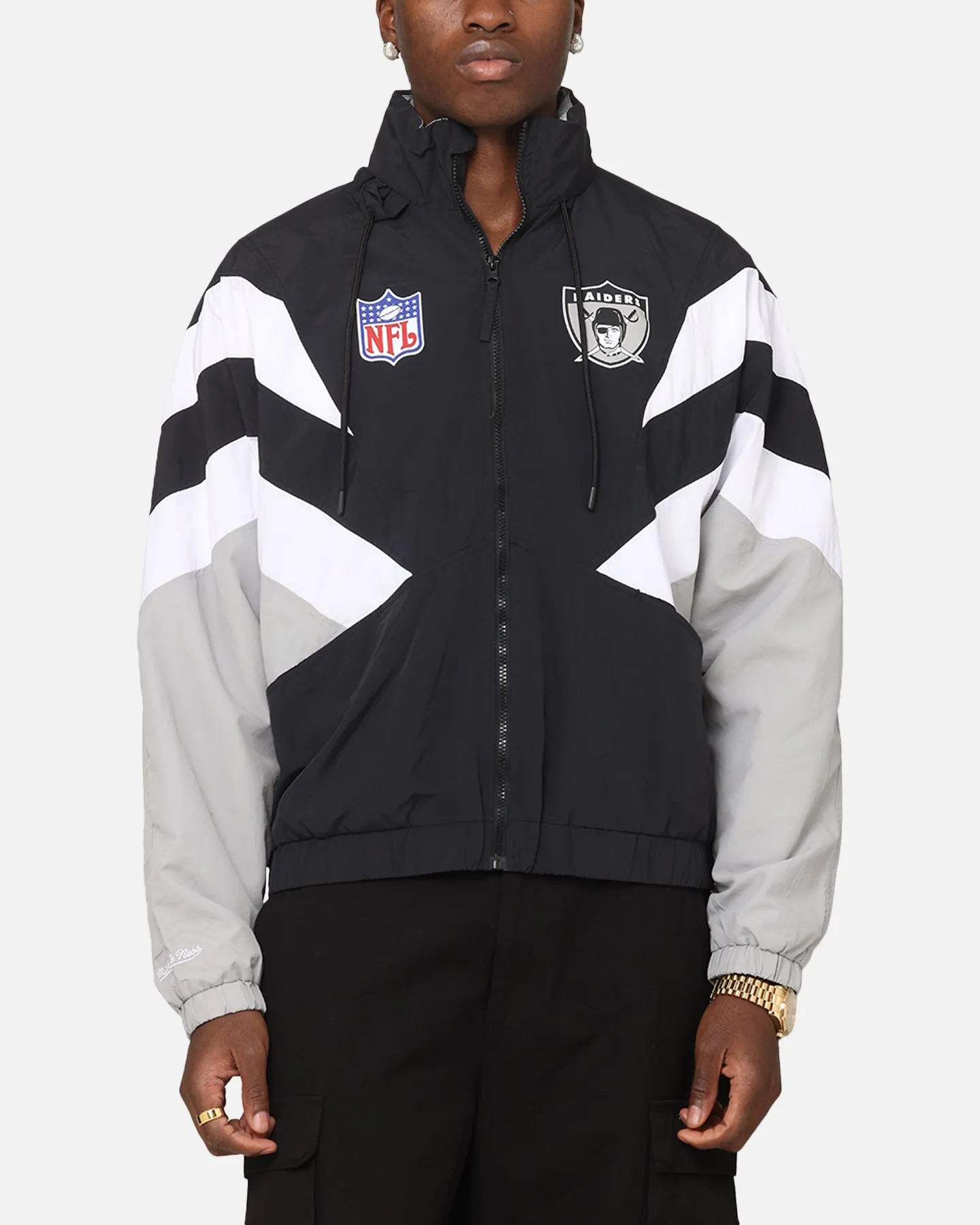 Outdoor Protection Quiet Fabric Mitchell & Ness Las Vegas Raiders Spray Jacket Black/Grey