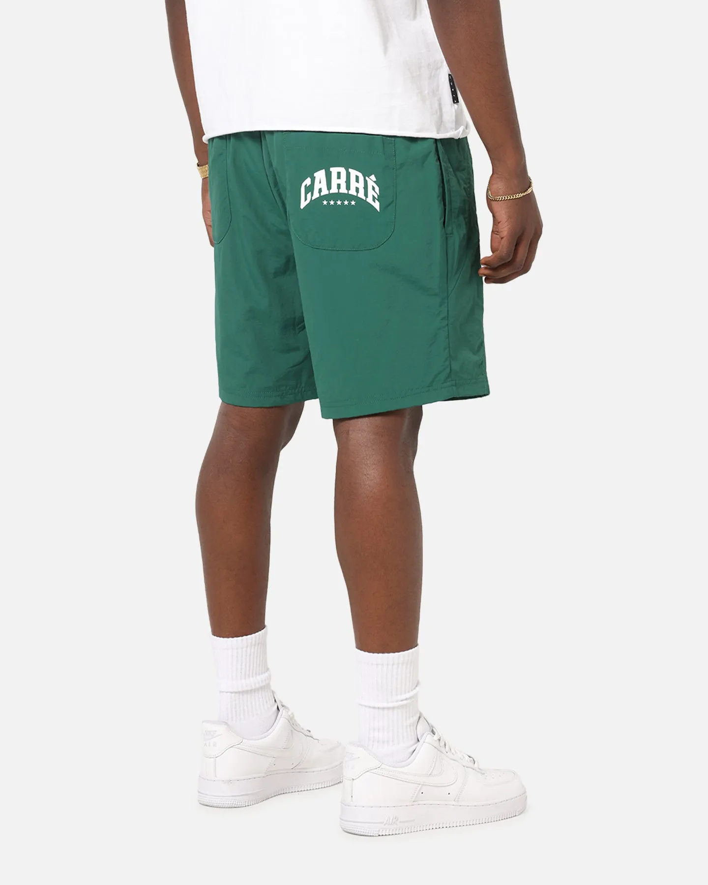 Carre Panelled Nylon Shorts Green Quick Release Fasteners