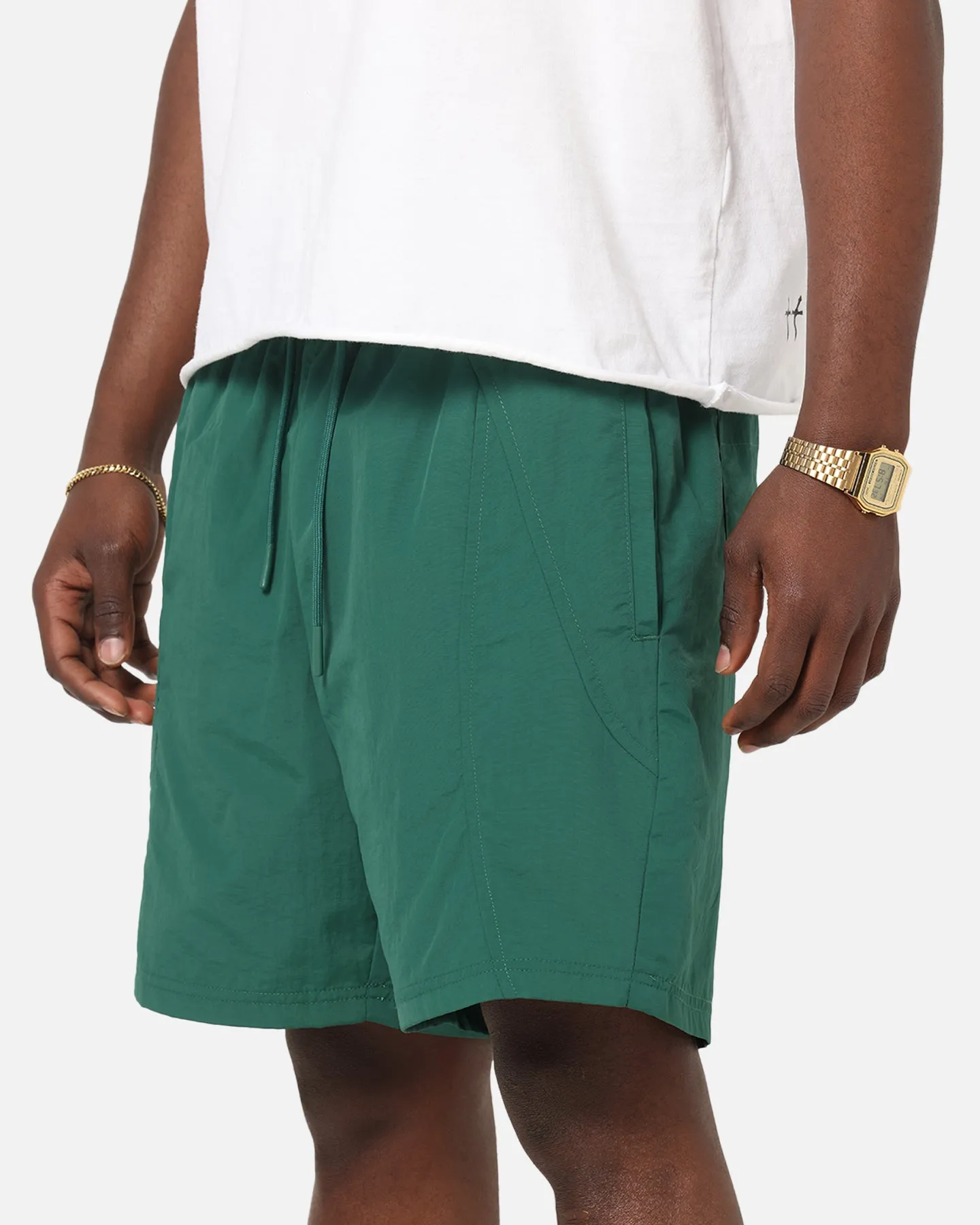 Carre Panelled Nylon Shorts Green Durable Build