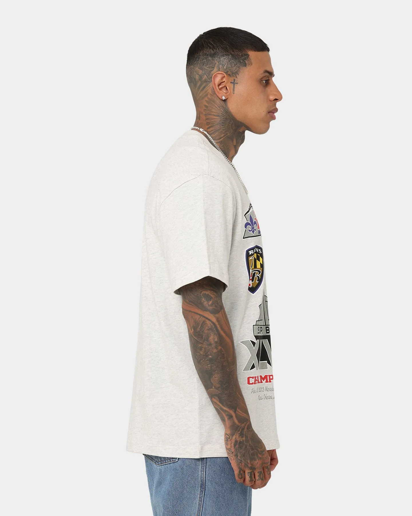 Mitchell & Ness New Orleans Ravens Superbowl Champions T-Shirt White Marle Adult Wear