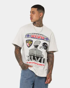 Effortless Comfort Mitchell & Ness New Orleans Ravens Superbowl Champions T-Shirt White Marle