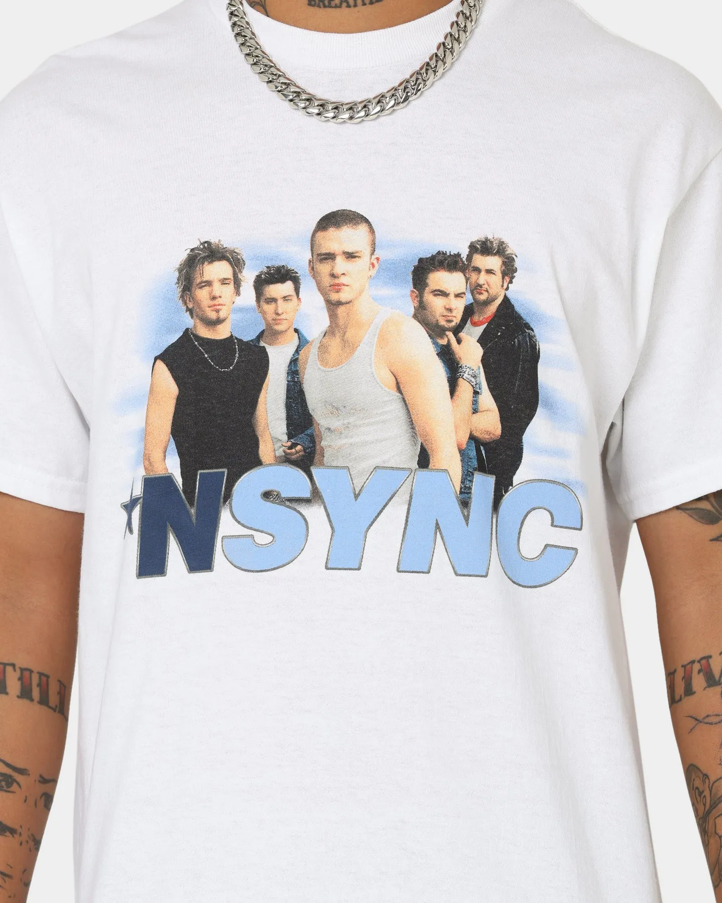 NSYNC Cloud Photo T-Shirt White Breathable fabric Weekend Comfort Style