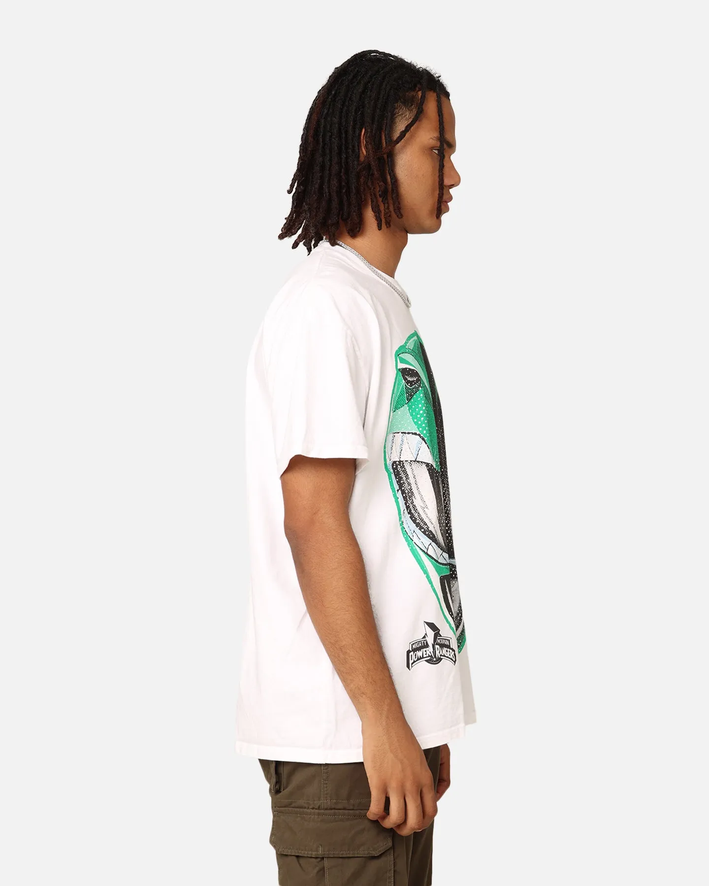 American Thrift X Power Rangers Green Ranger Big Head Heavyweight T-Shirt White Hypoallergenic fabric
