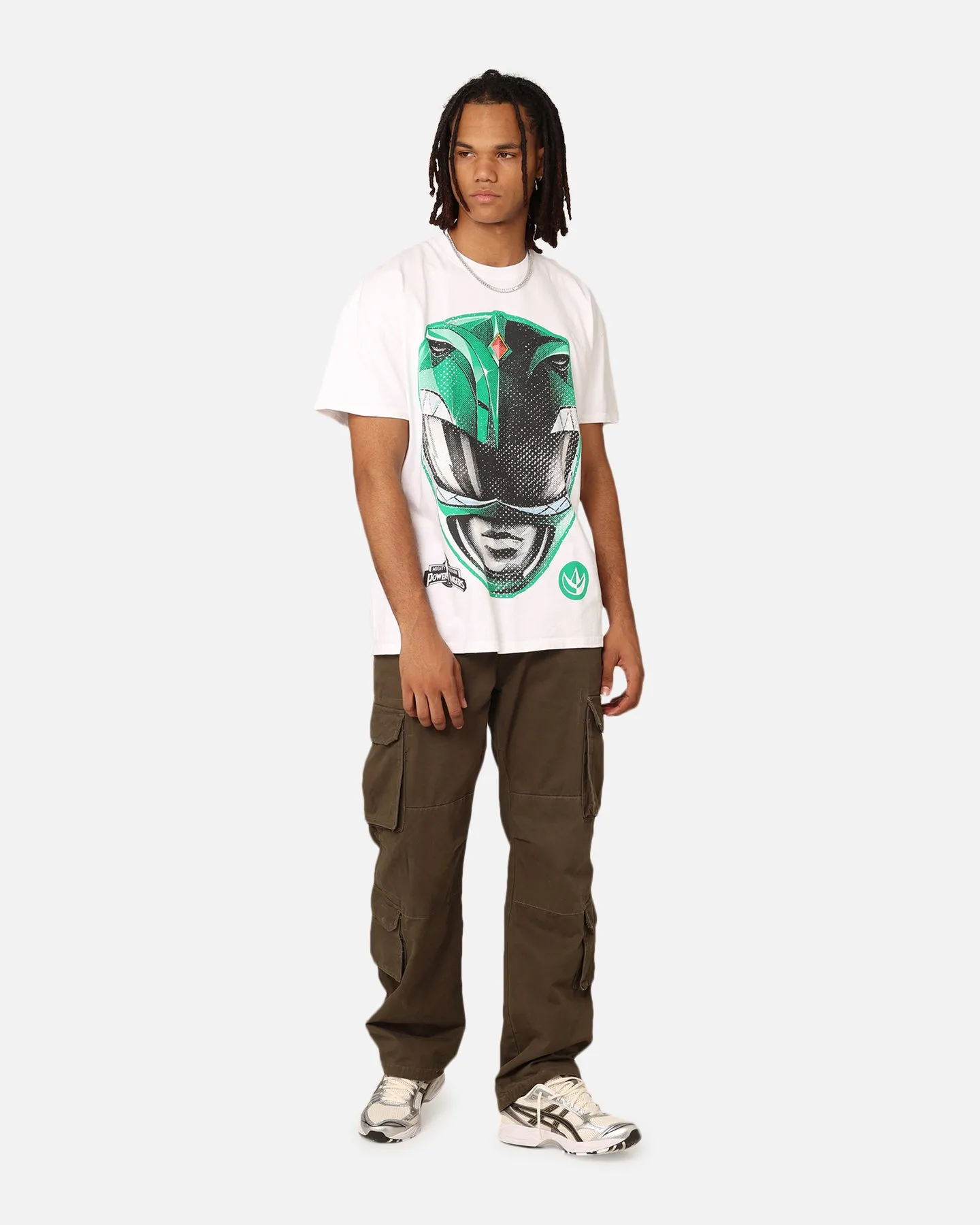 American Thrift X Power Rangers Green Ranger Big Head Heavyweight T-Shirt White Active Comfort Style