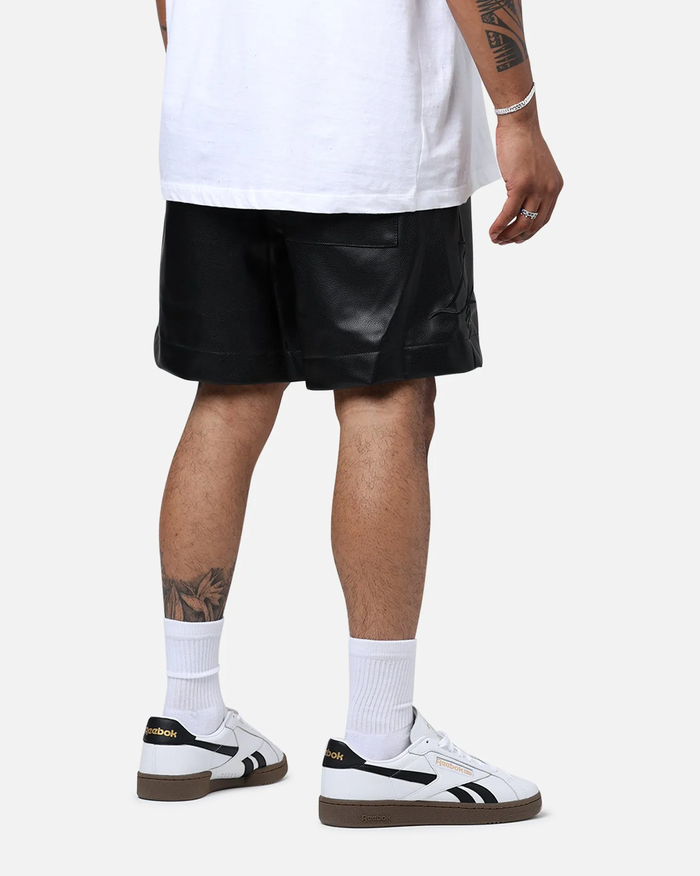 Diet Starts Monday Leather Script Shorts Black Sport Layer