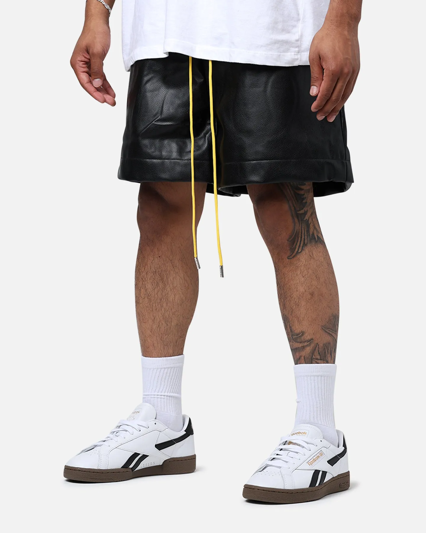 Tactile Feedback Loops Soft Motion Diet Starts Monday Leather Script Shorts Black