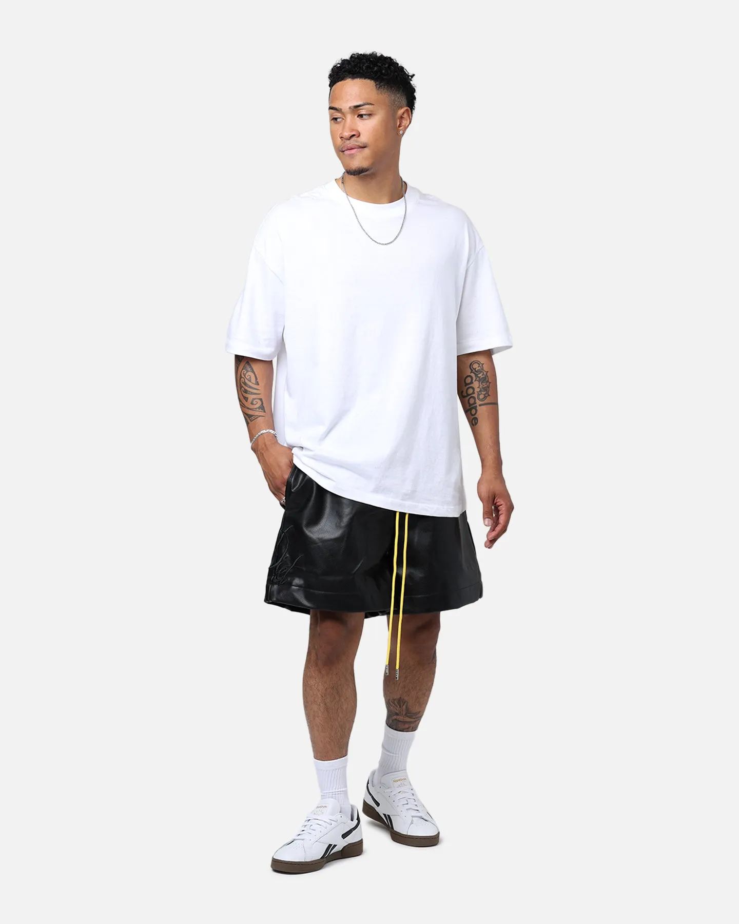 Diet Starts Monday Leather Script Shorts Black Breeze Friendly
