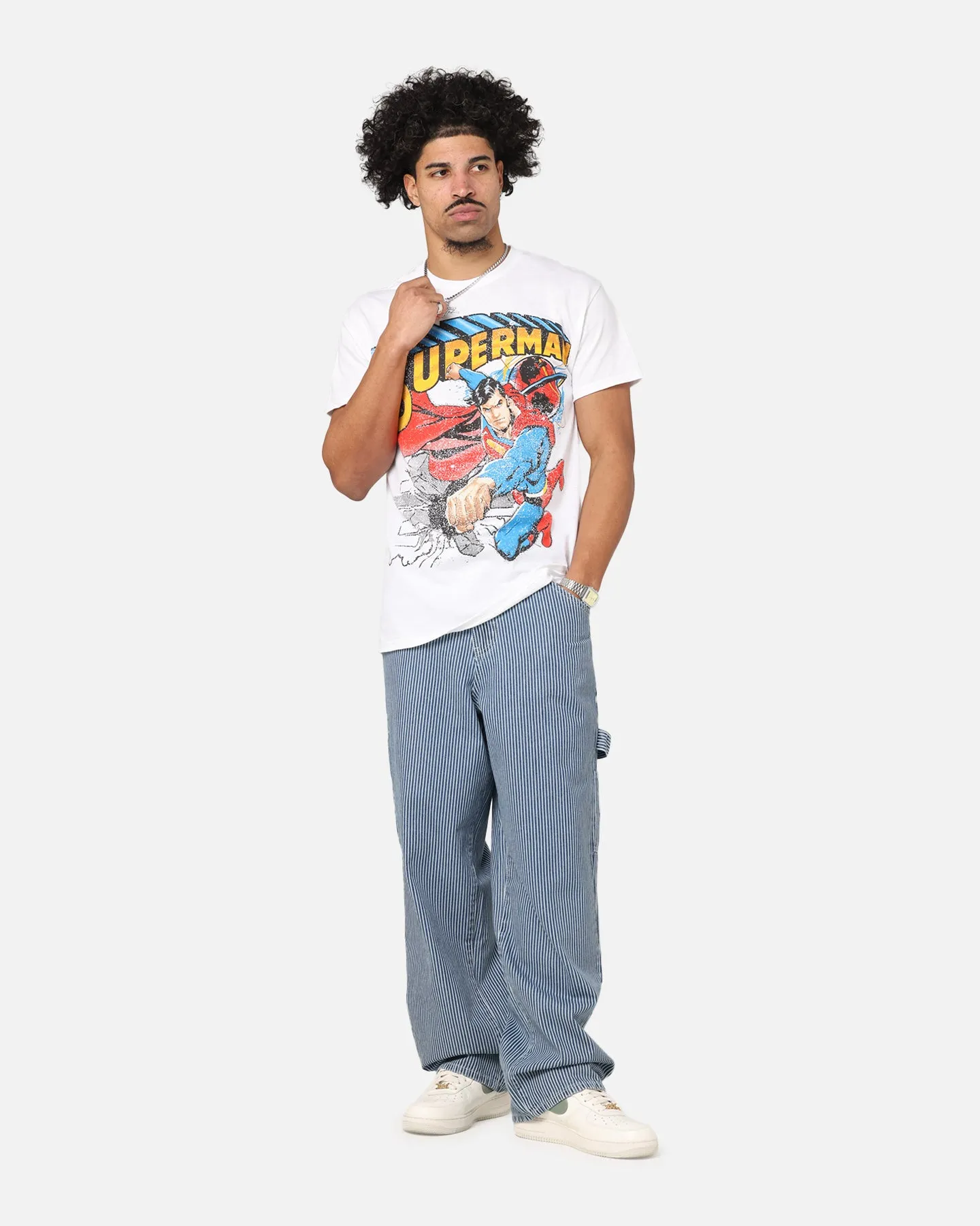Layered Look Goat Crew X DC Superman Man Of Steel T-Shirt White