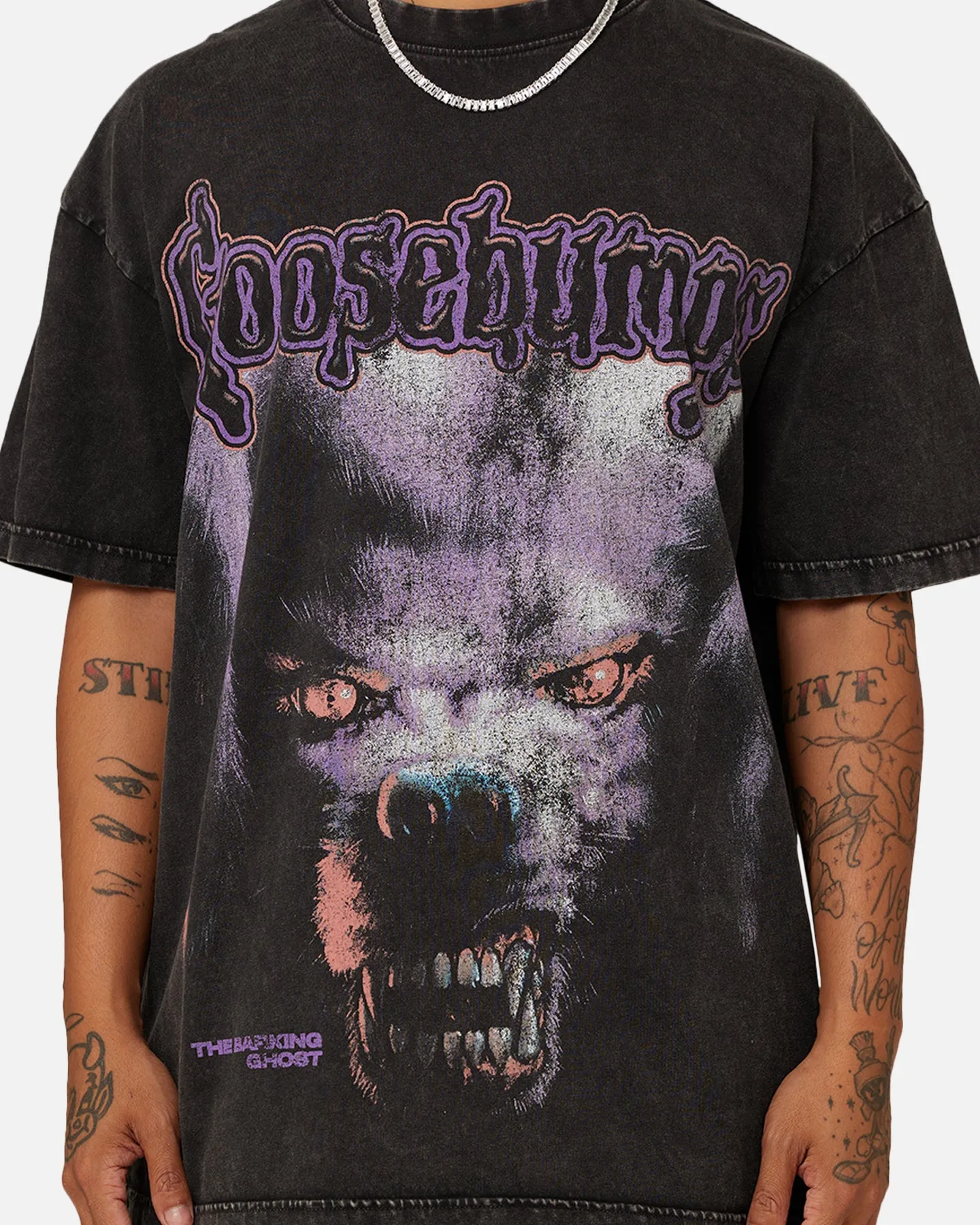 American Thrift X Goosebumps Barking Ghost Vintage T-Shirt Black Kids playfulness