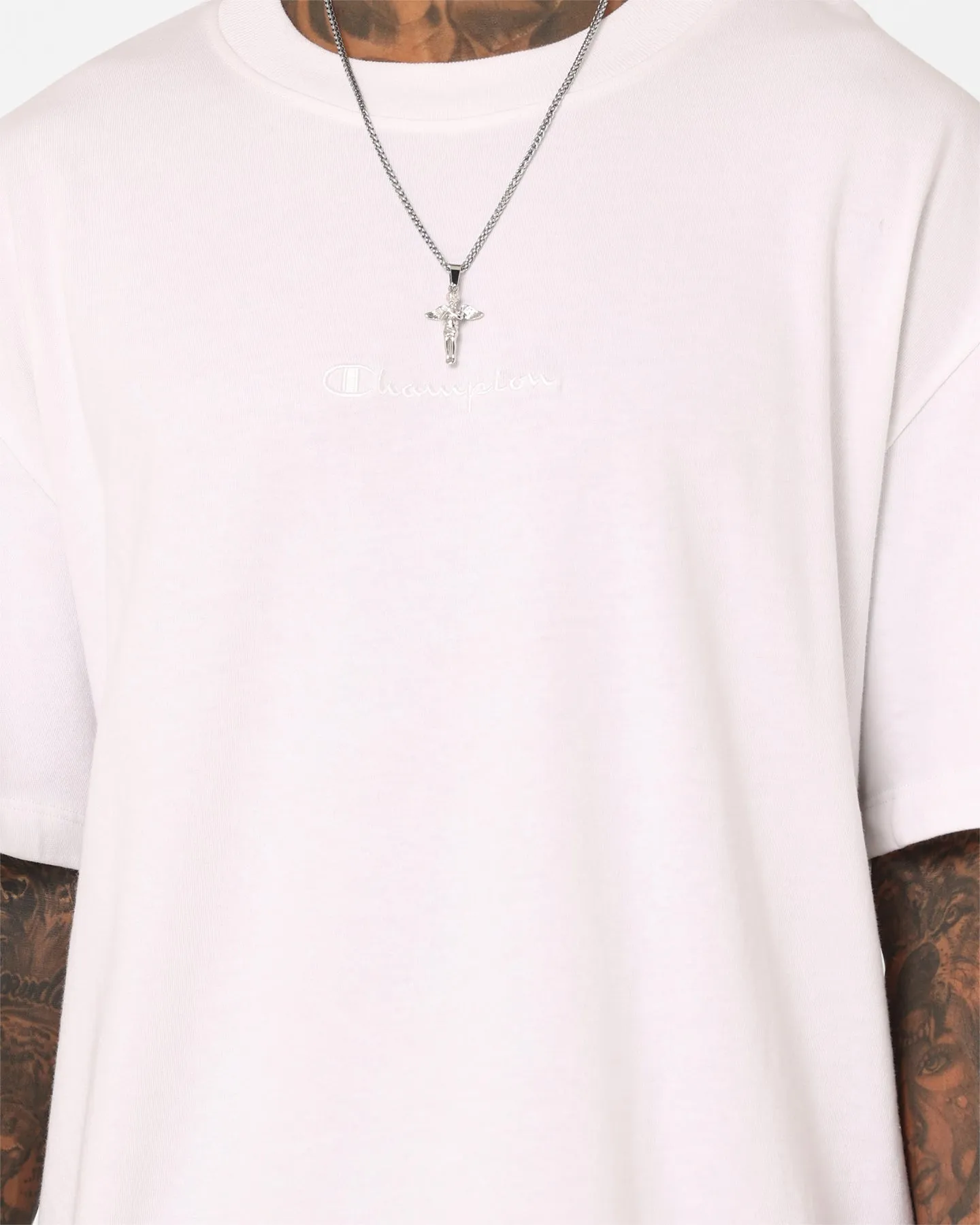 Champion Heritage New Script T-Shirt White Light Design Modern Layer