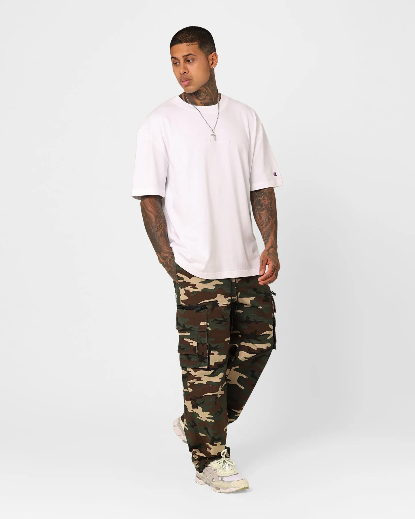 Recycled Polyester Blend Champion Heritage New Script T-Shirt White