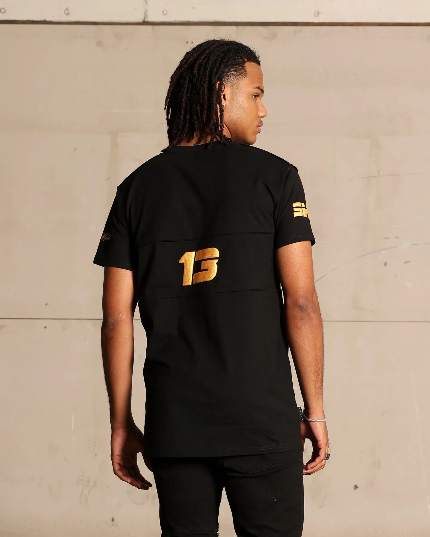 Multi Panel Structure Saint Morta Moto Lafayette T-Shirt Black/Gold